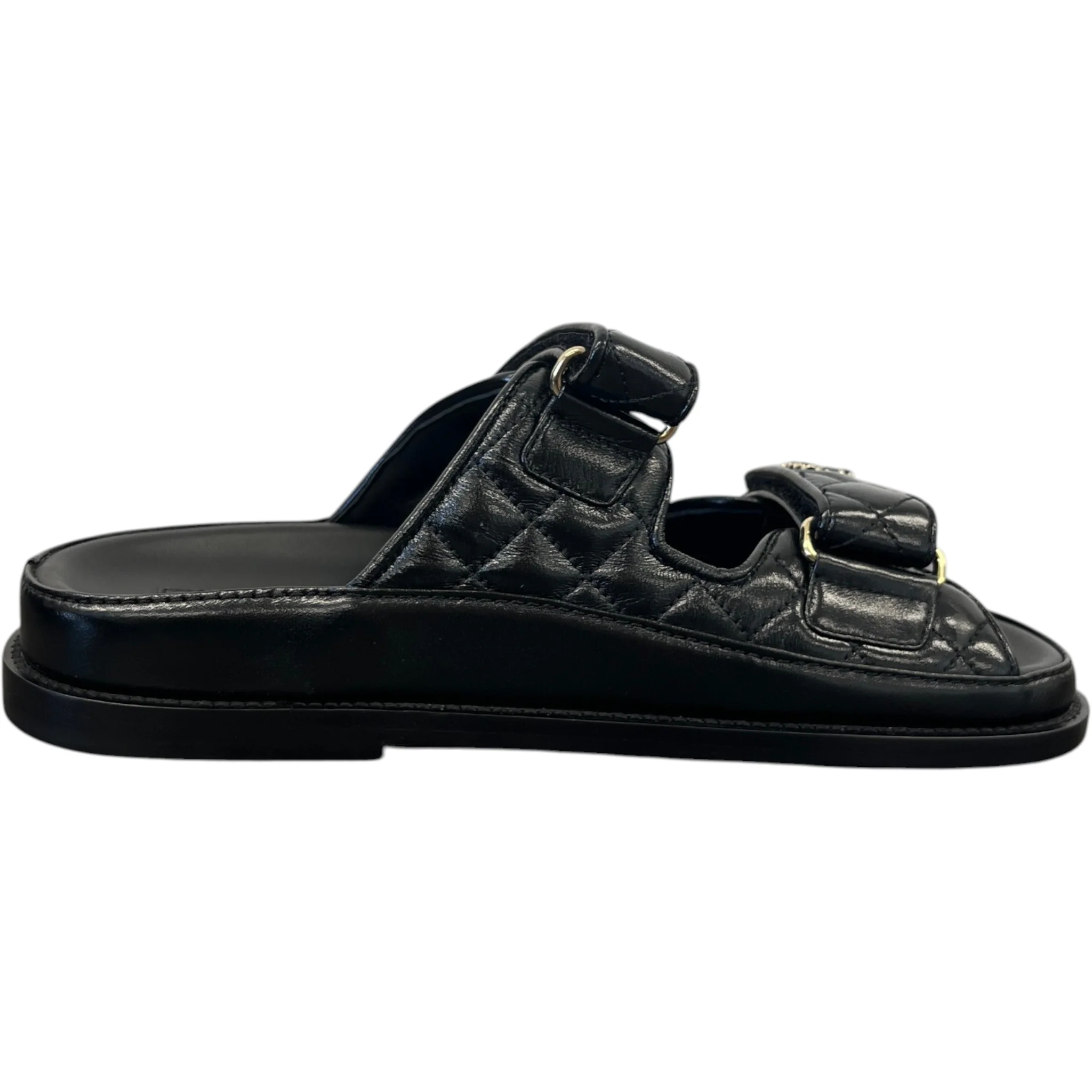 Women's Cc Logo Quilted Lambskin Dad Sandals Black Size EU 36 / UK 3 - Image 4