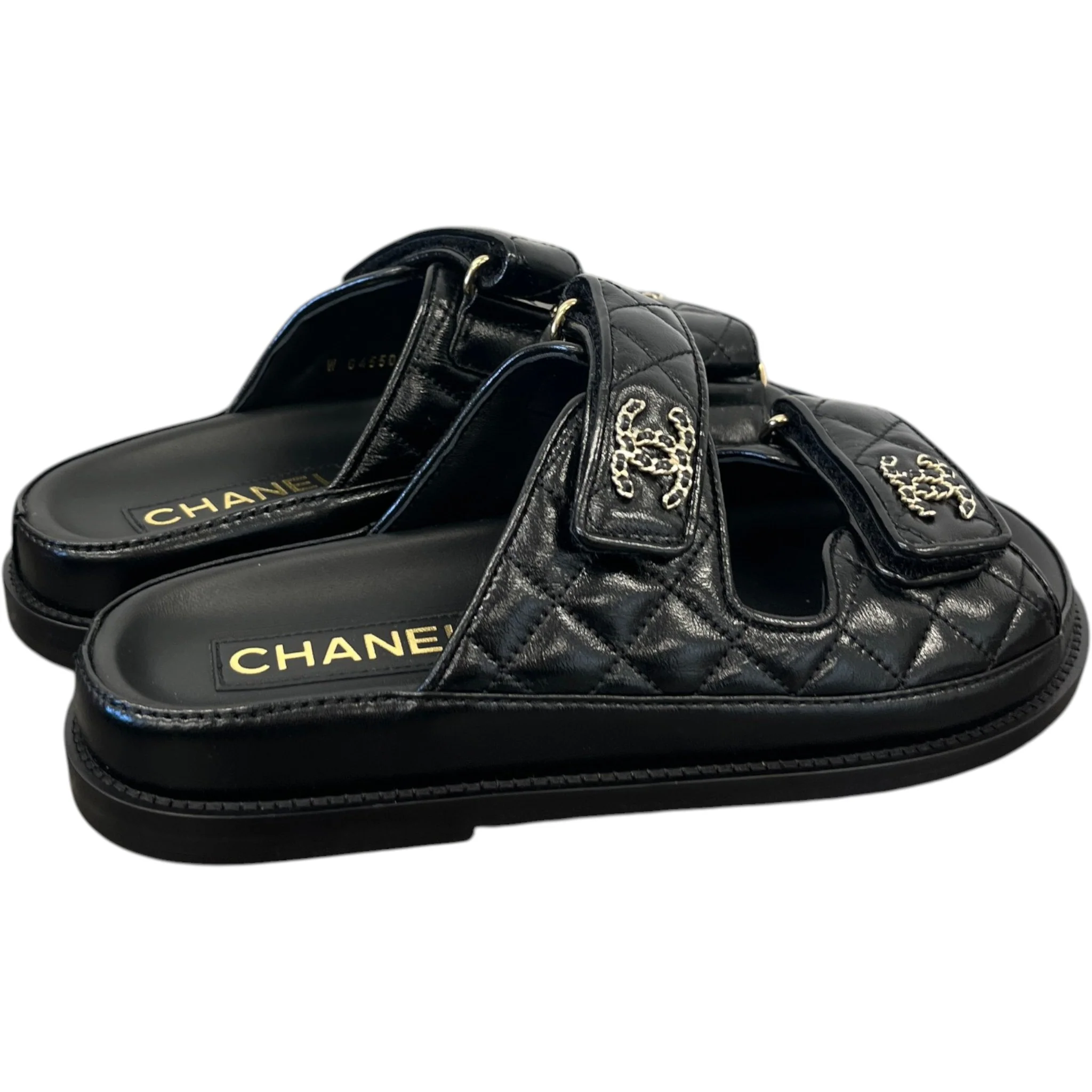 Women's Cc Logo Quilted Lambskin Dad Sandals Black Size EU 36 / UK 3 - Image 8