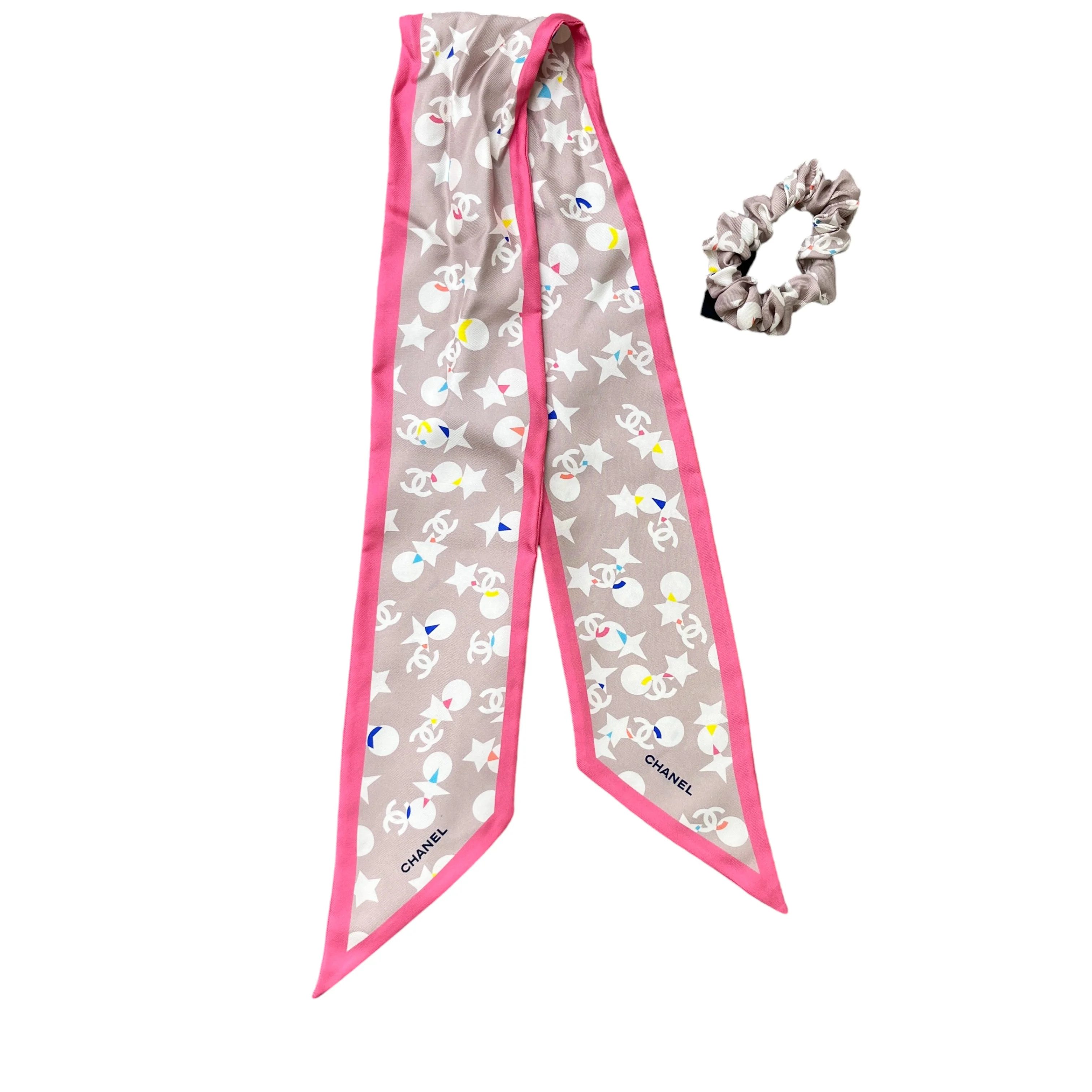 Women's Cc Logo Silk Scarf And Scrunchy Scarf Pink