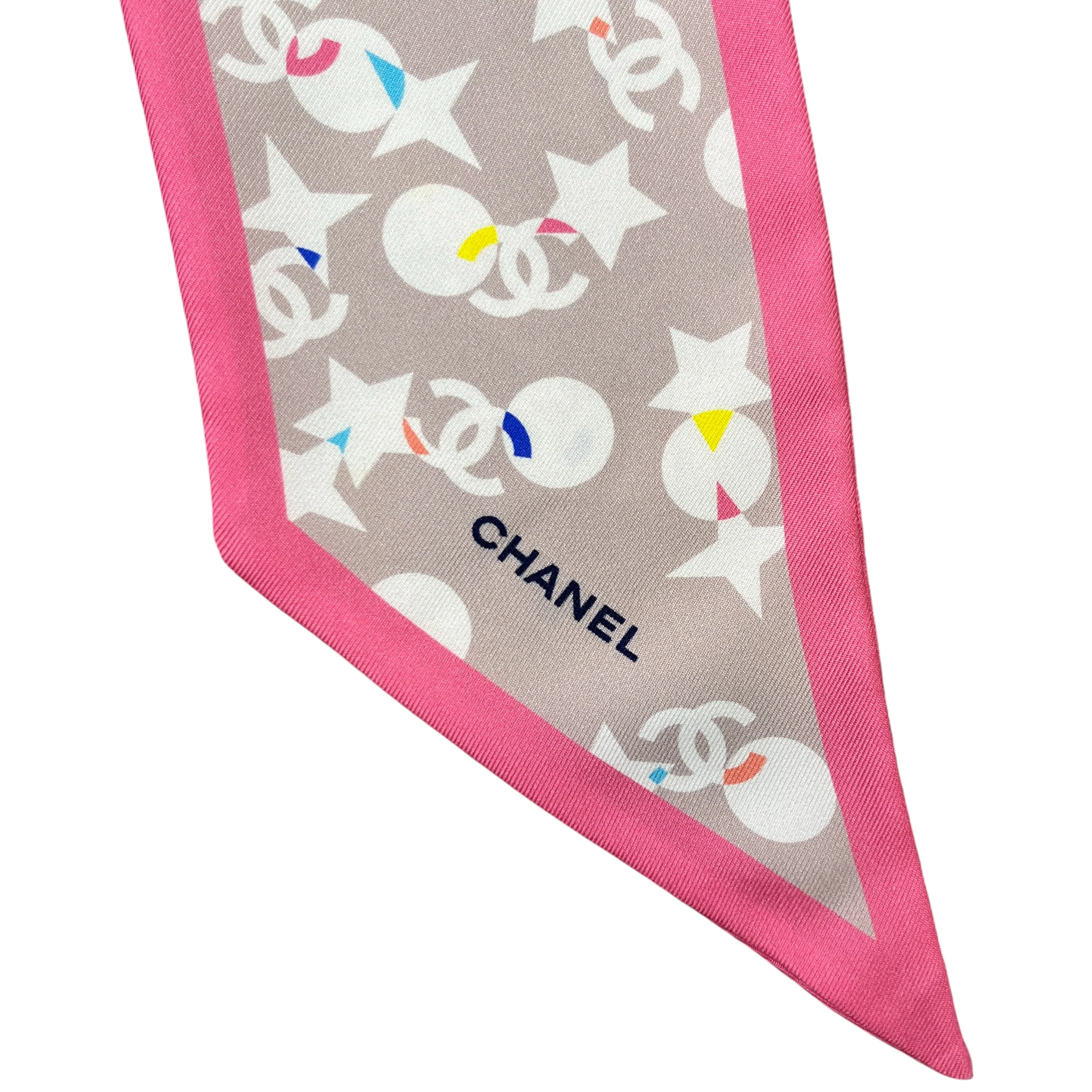 Women's Cc Logo Silk Scarf And Scrunchy Scarf Pink - Image 6
