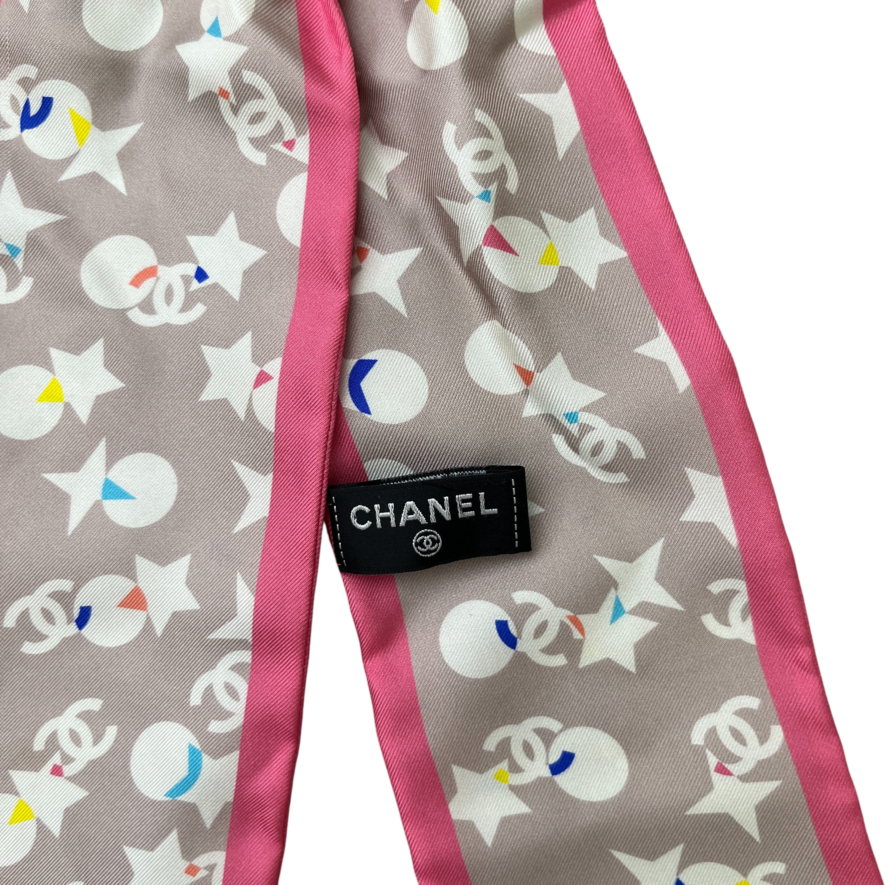 Women's Cc Logo Silk Scarf And Scrunchy Scarf Pink - Image 7