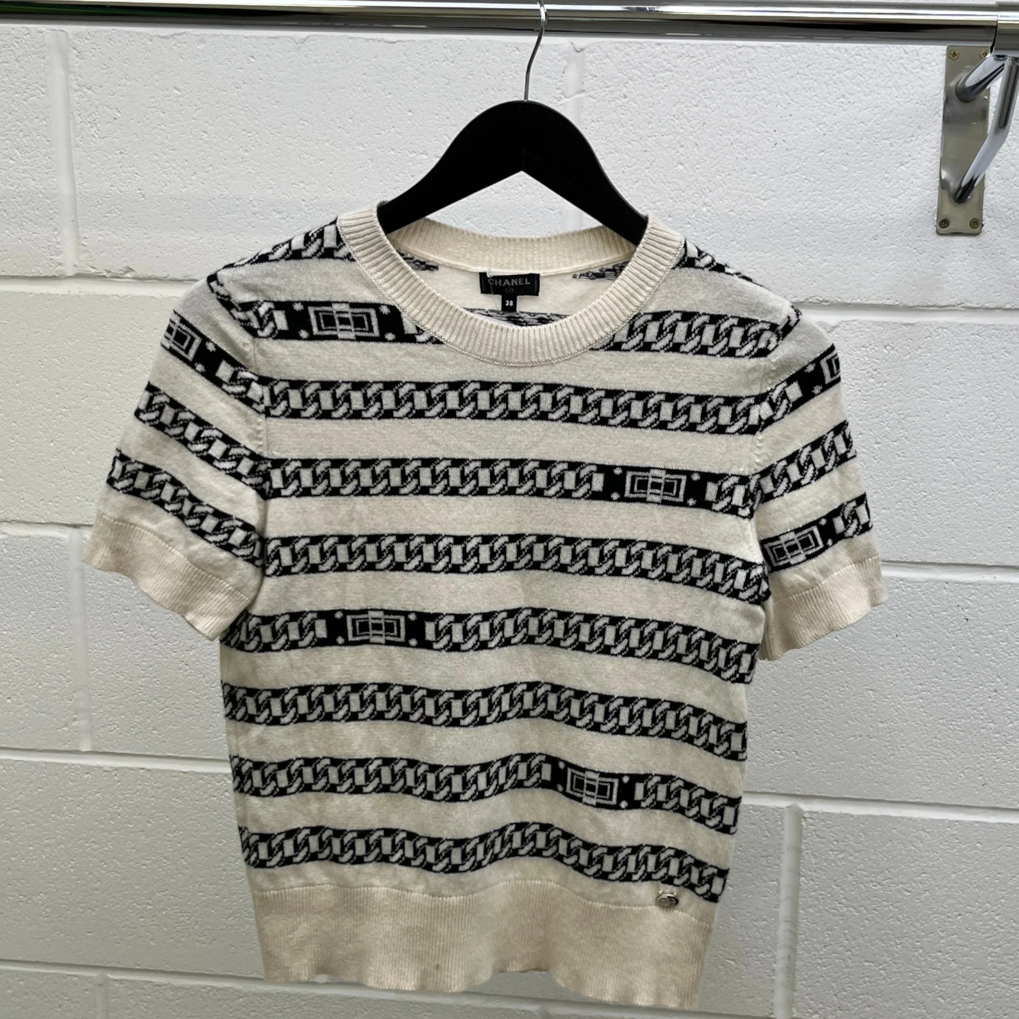 Women's Chain Link Cashmere Uk 10 Top Cream Size M - Image 8