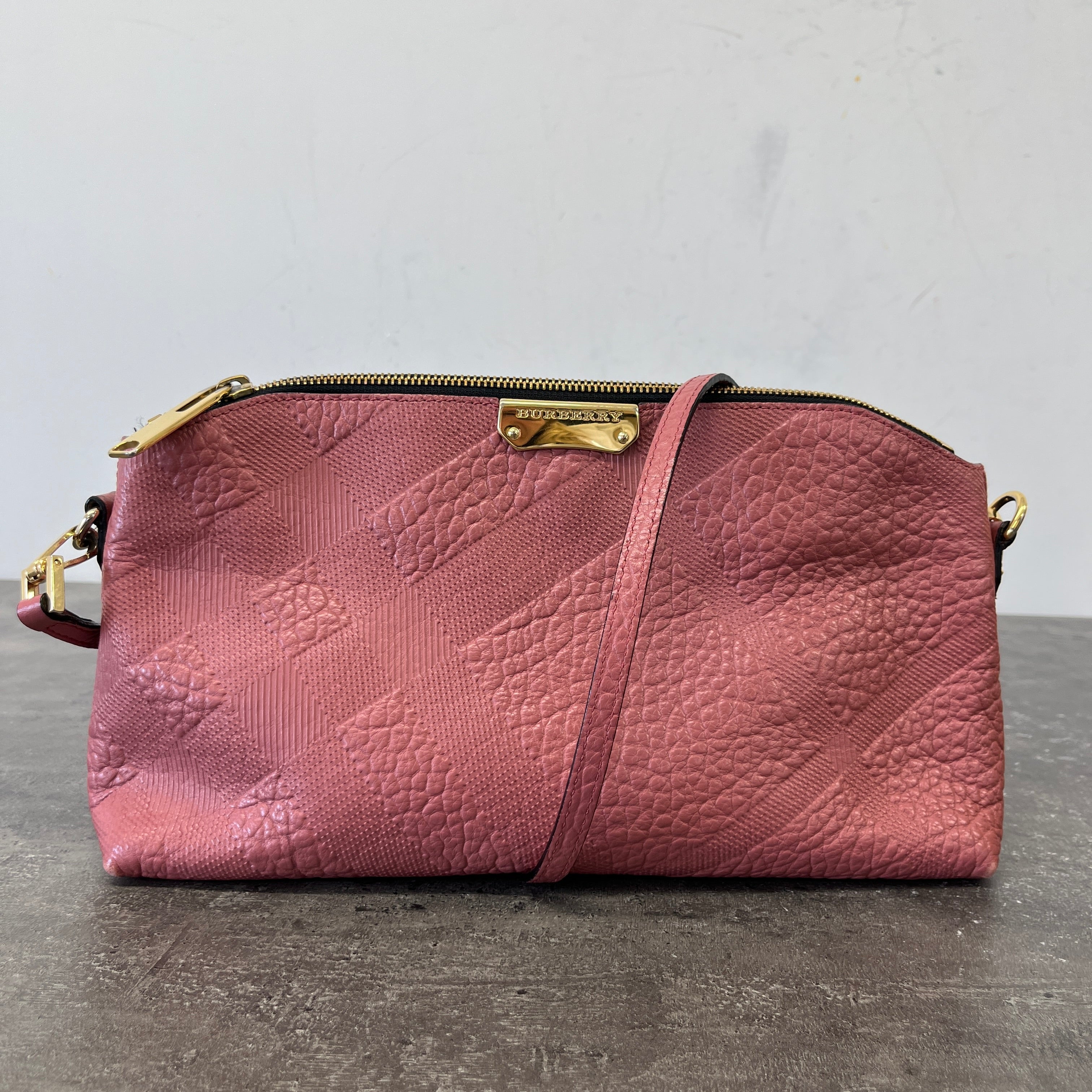 Women's Check Embossed Bag Pink - Image 13