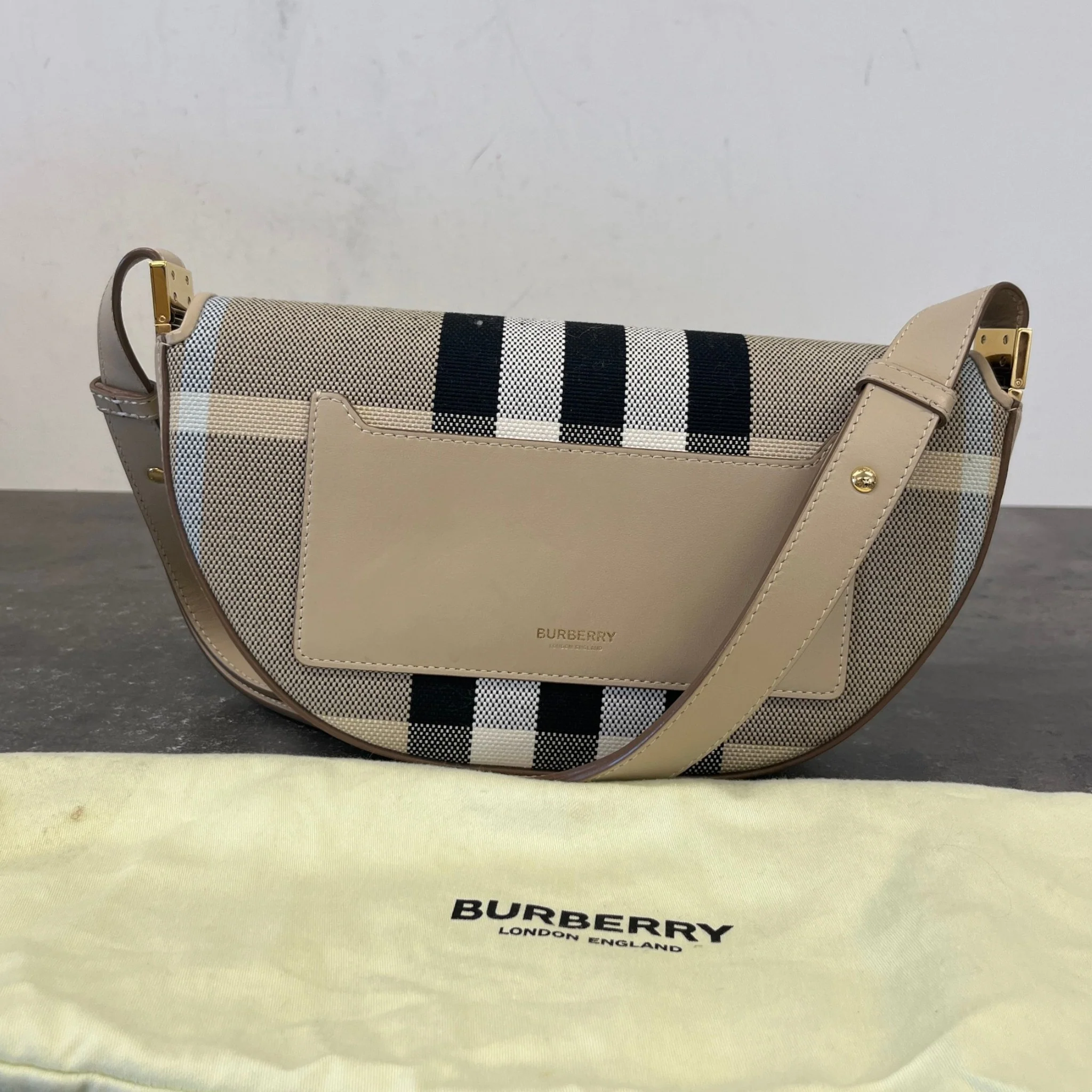 Women's Check Olympia Bag Beige - Image 15