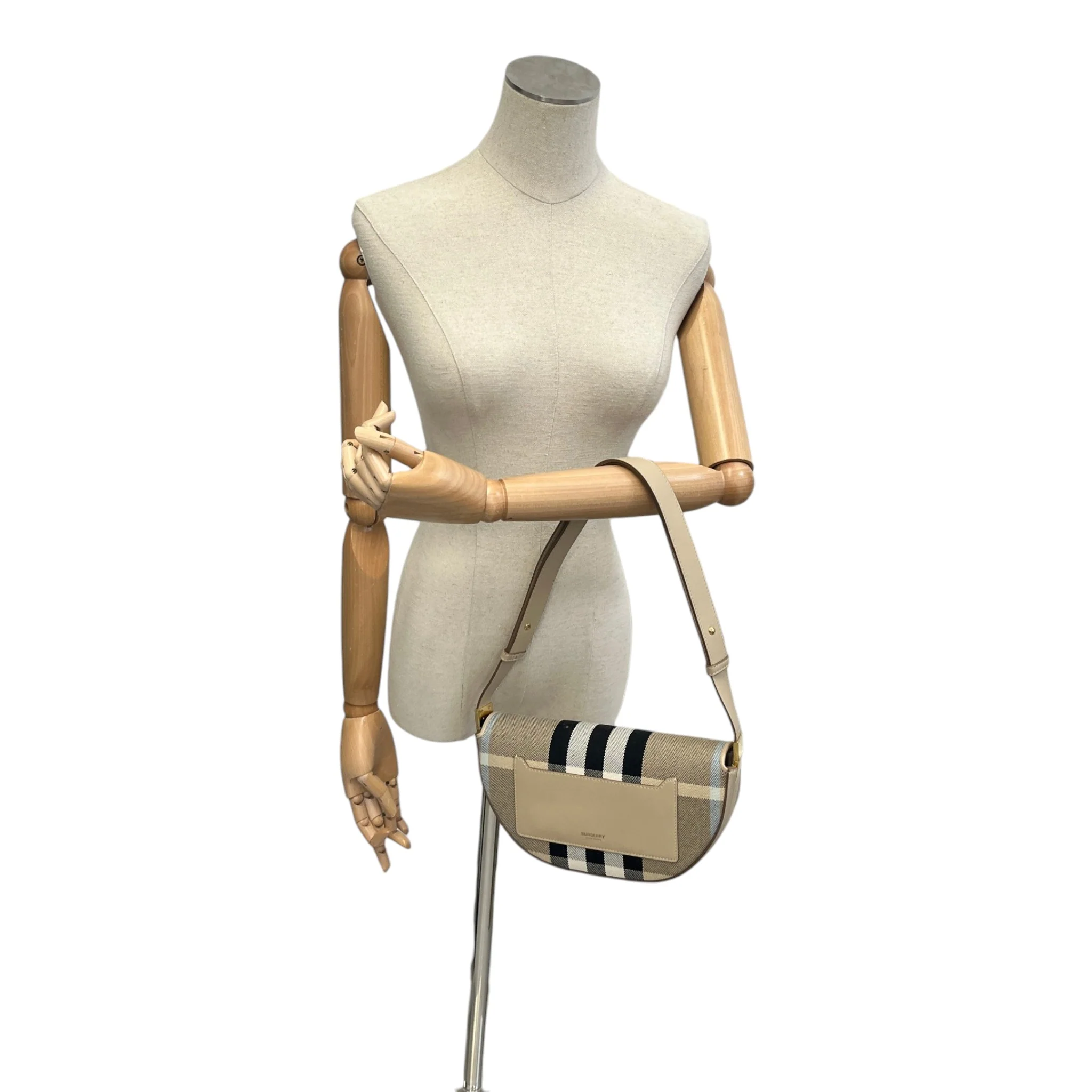 Women's Check Olympia Bag Beige - Image 2