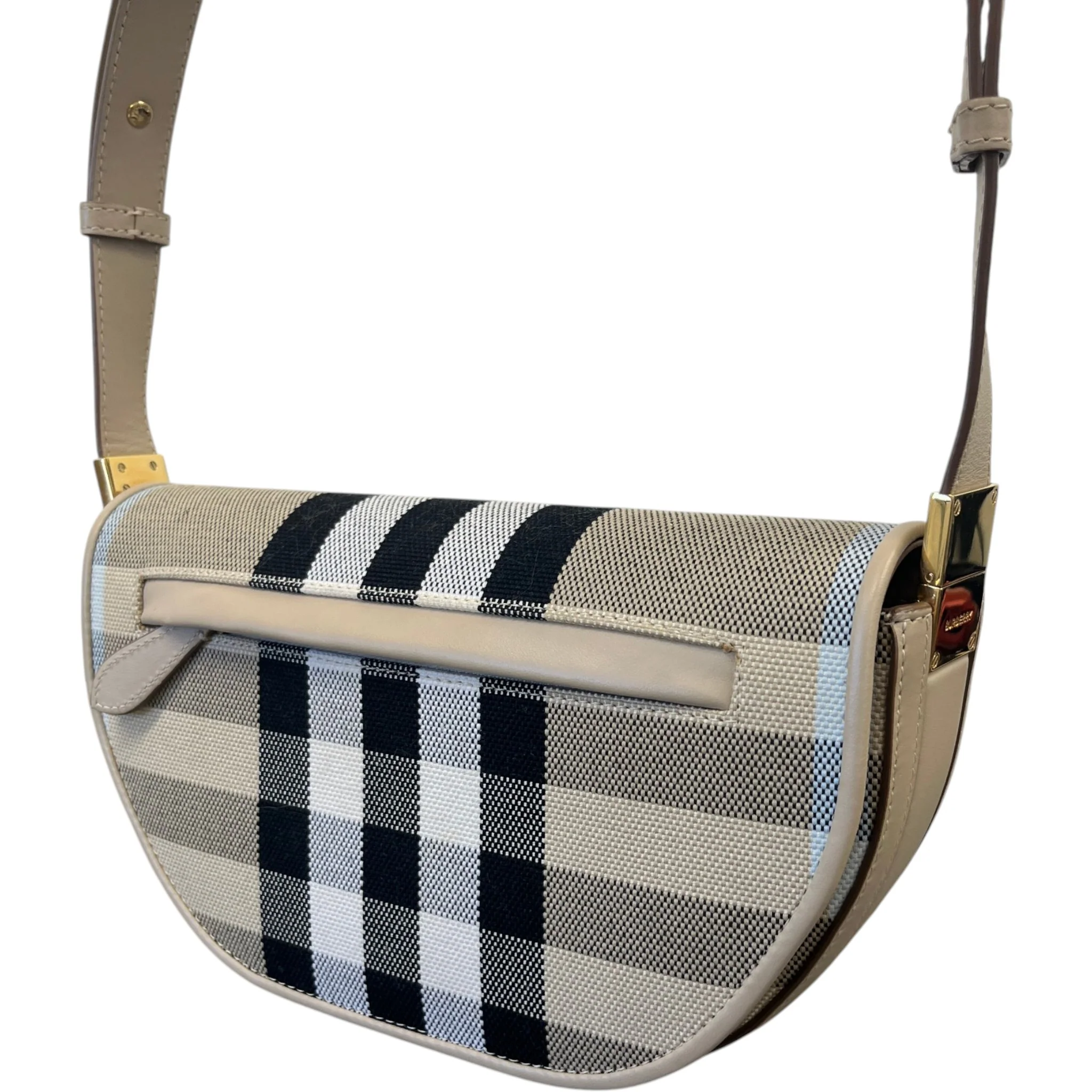 Women's Check Olympia Bag Beige - Image 8
