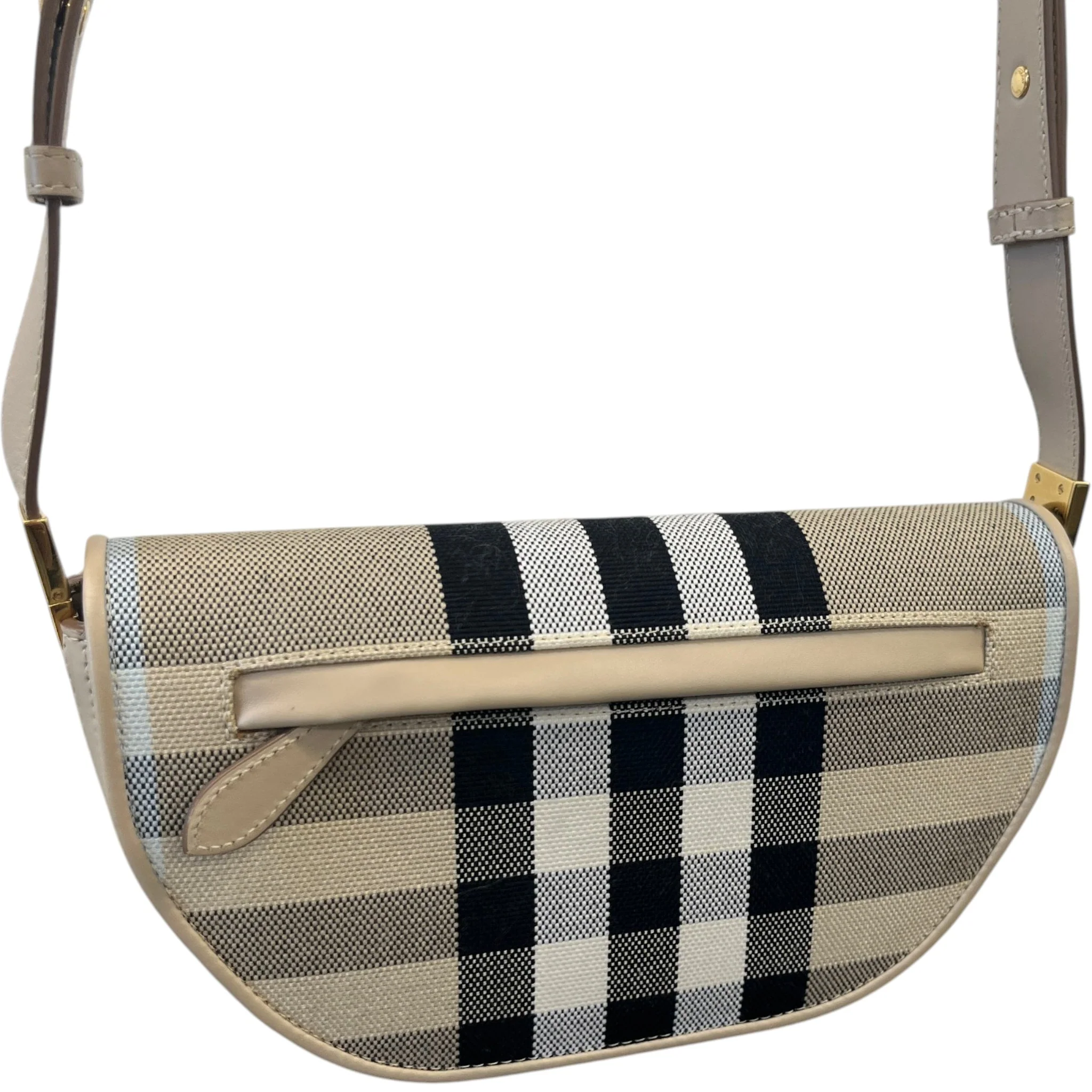 Women's Check Olympia Bag Beige - Image 9