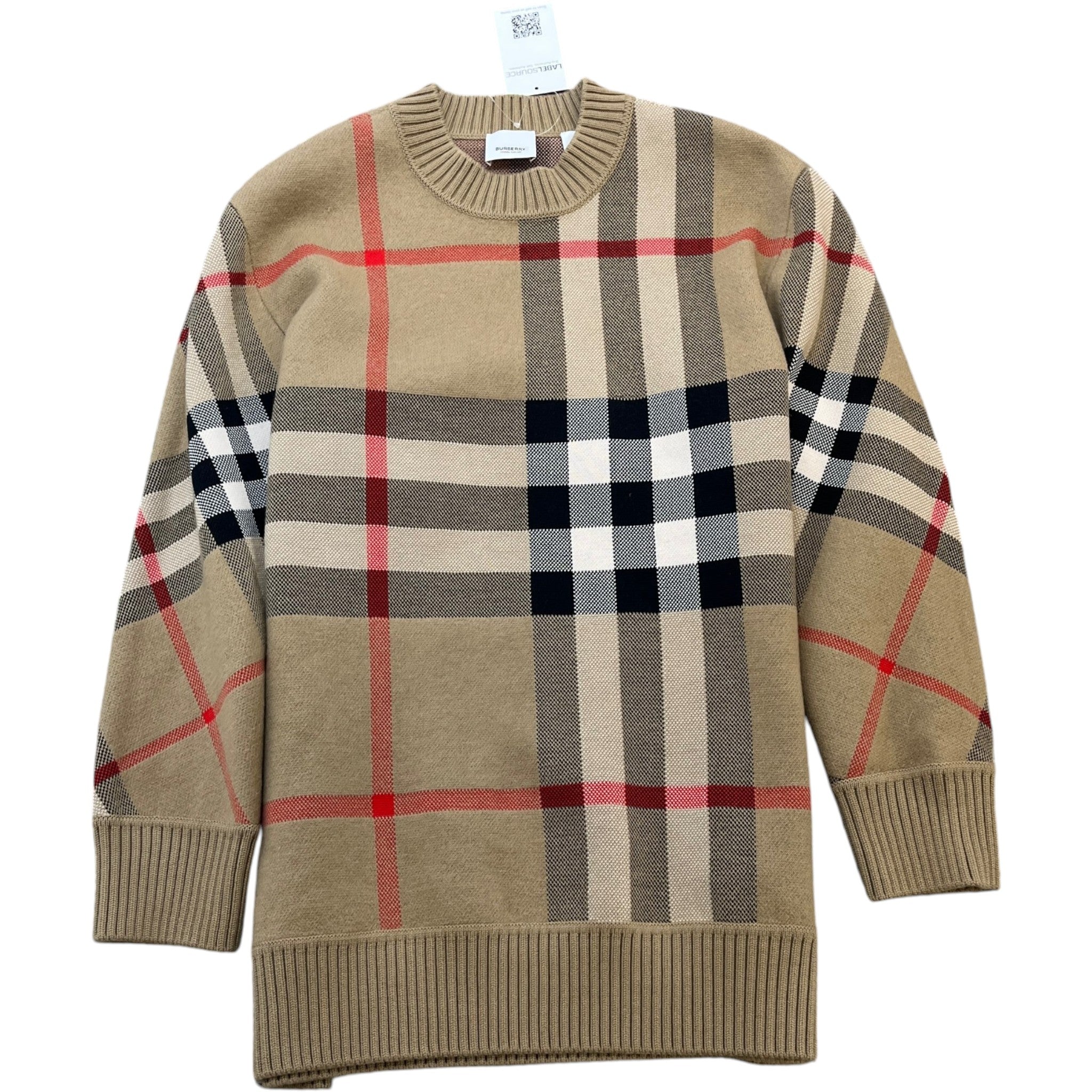 Women's Checkered Jumper Beige Size XS
