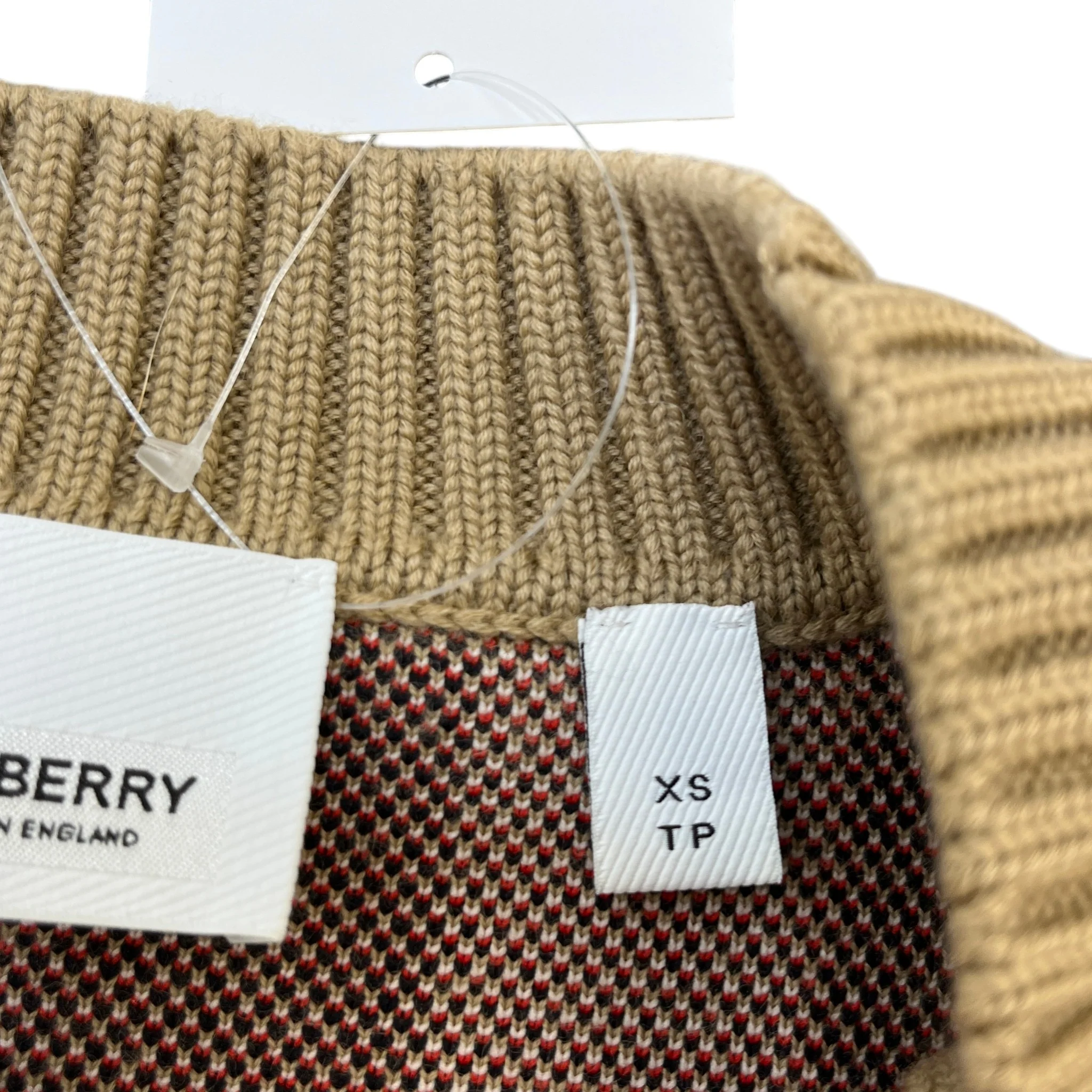 Women's Checkered Jumper Beige Size XS - Image 6