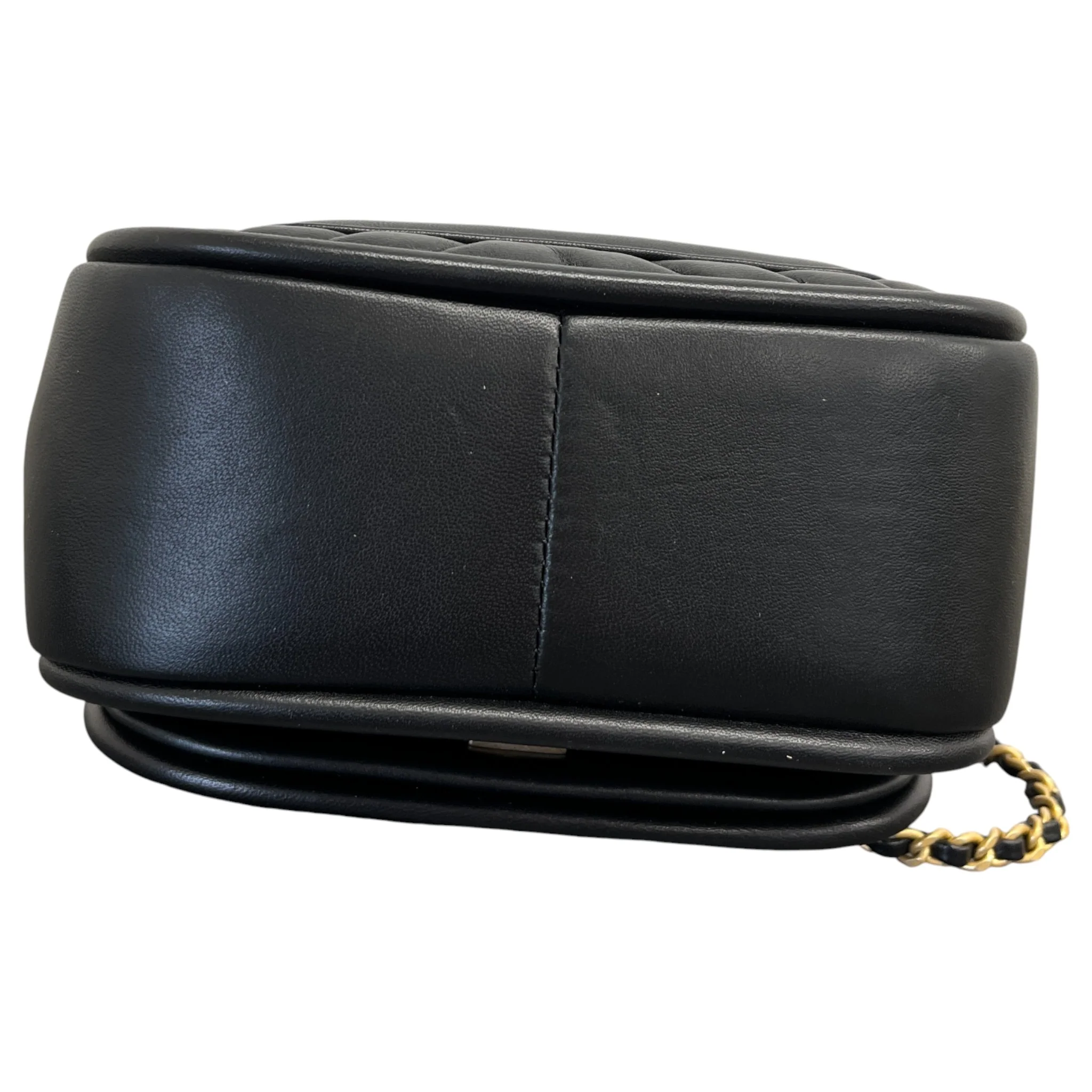 Women's Chevron Round Mini Flap Bag Black - Image 11