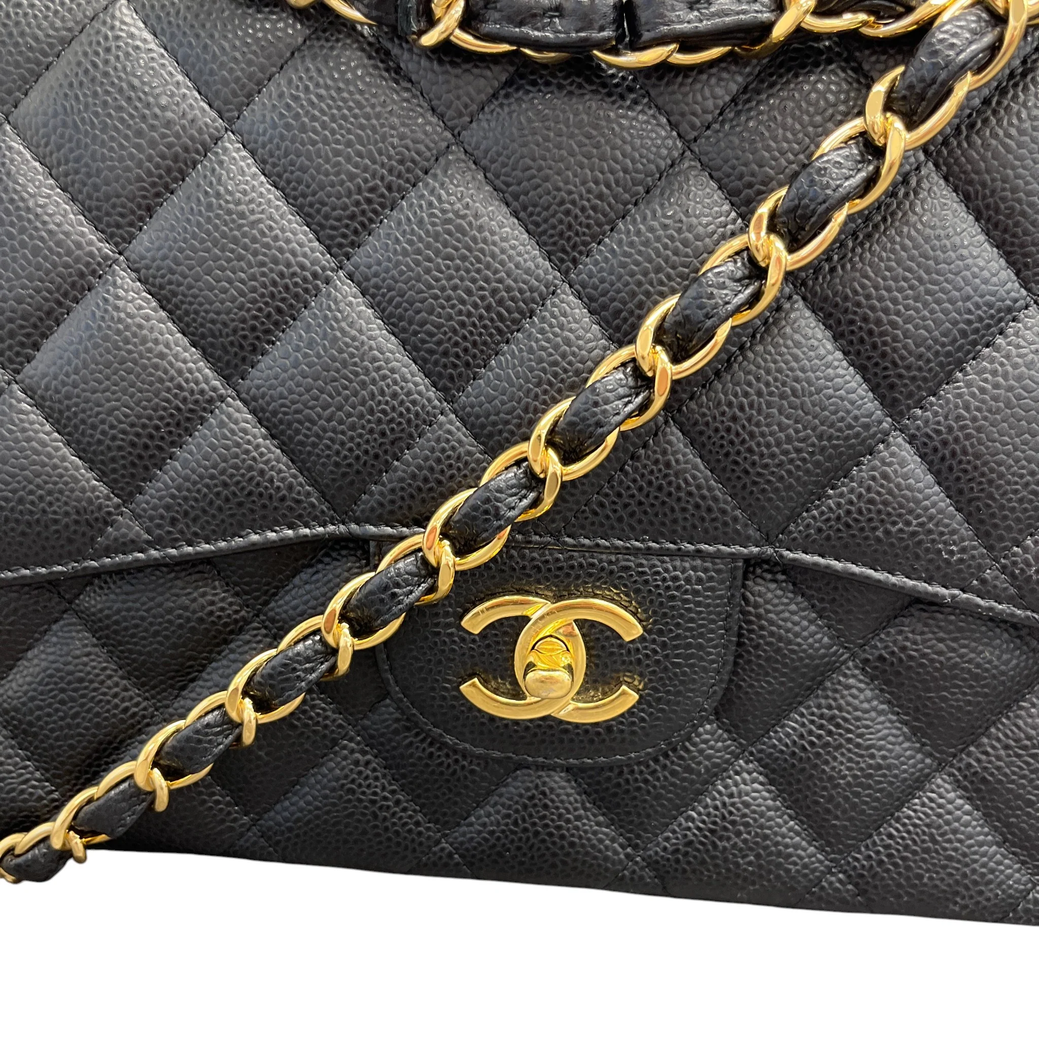 Women's Classic Double Flap Caviar Jumbo Bag Black - Image 11