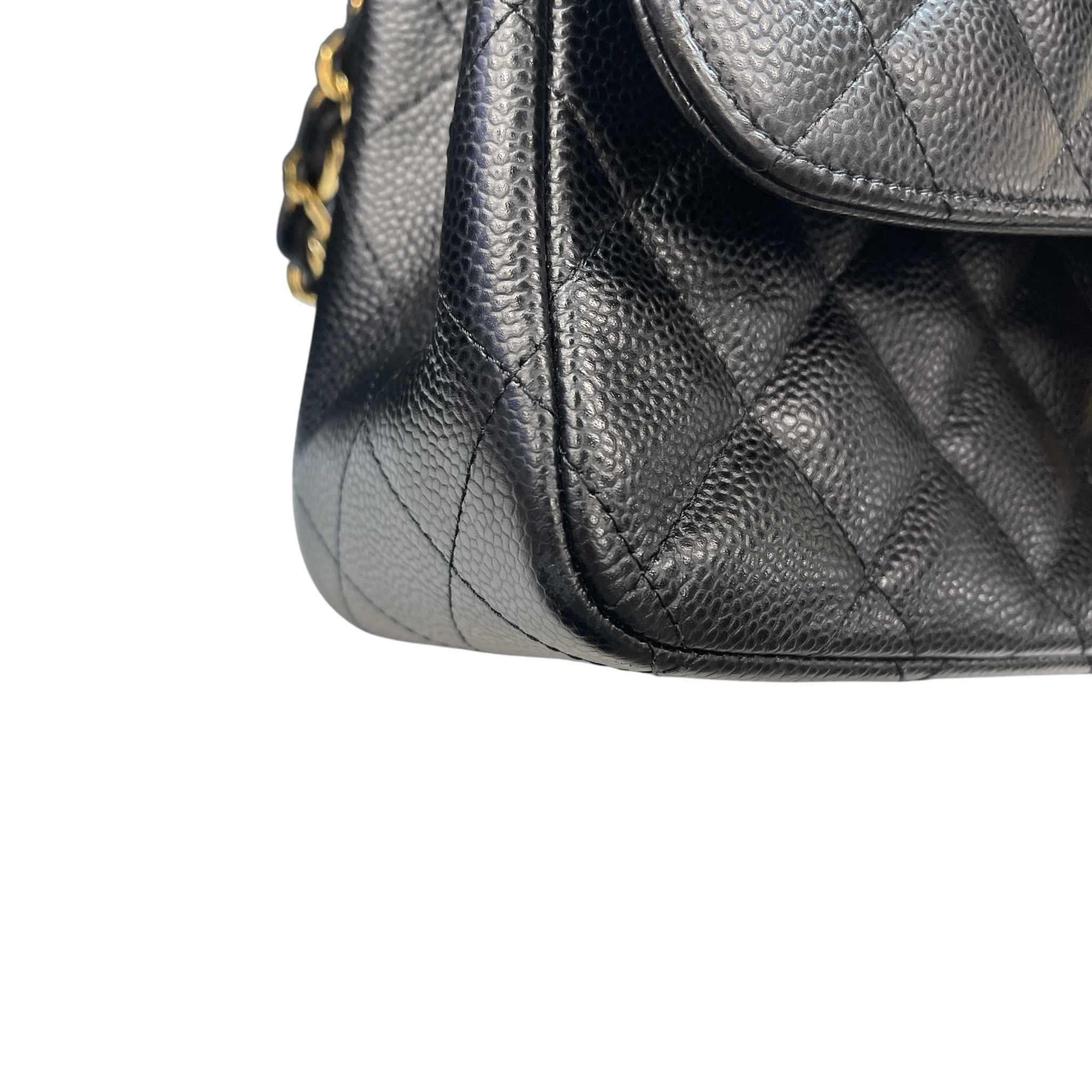 Women's Classic Double Flap Caviar Jumbo Bag Black - Image 15