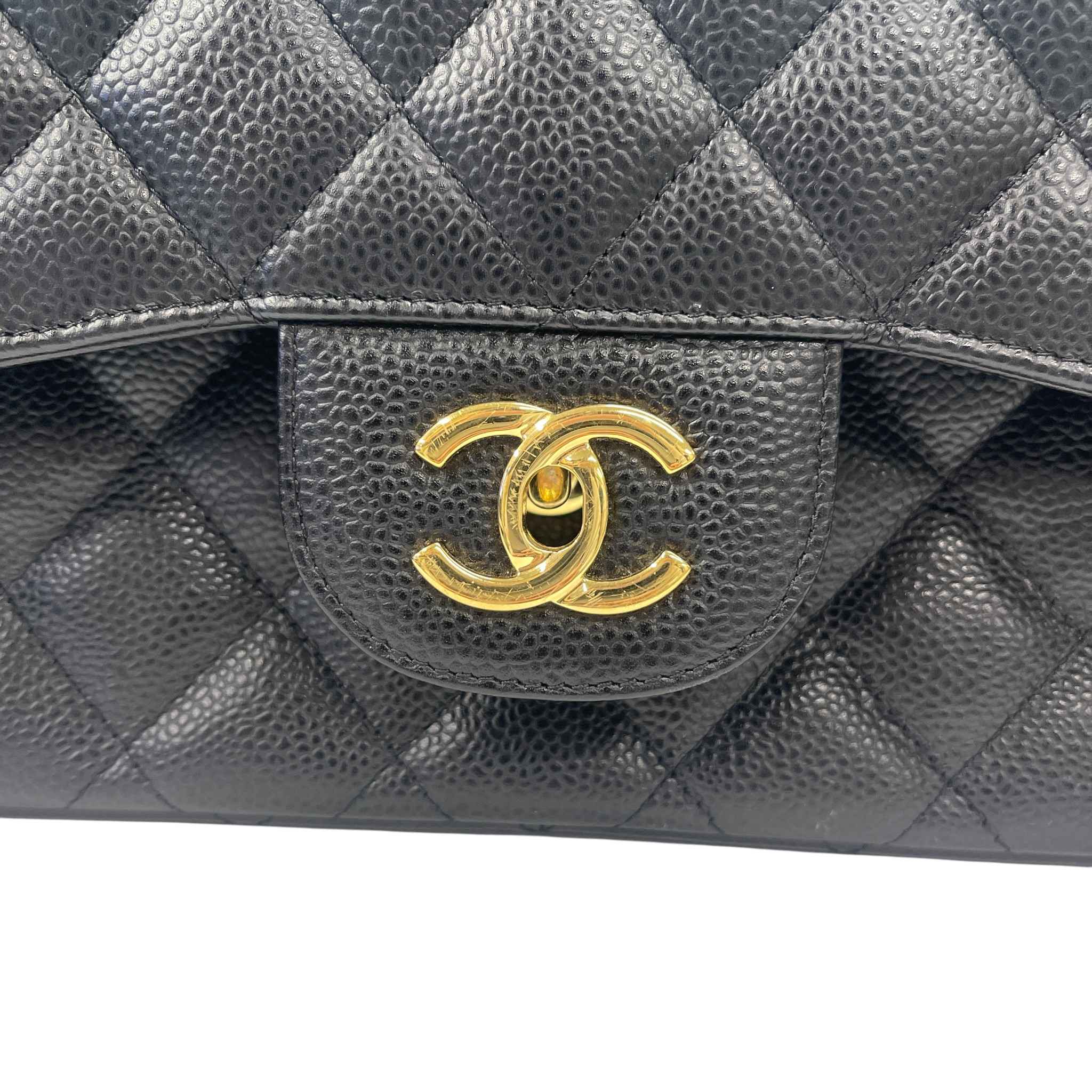 Women's Classic Double Flap Caviar Jumbo Bag Black - Image 17