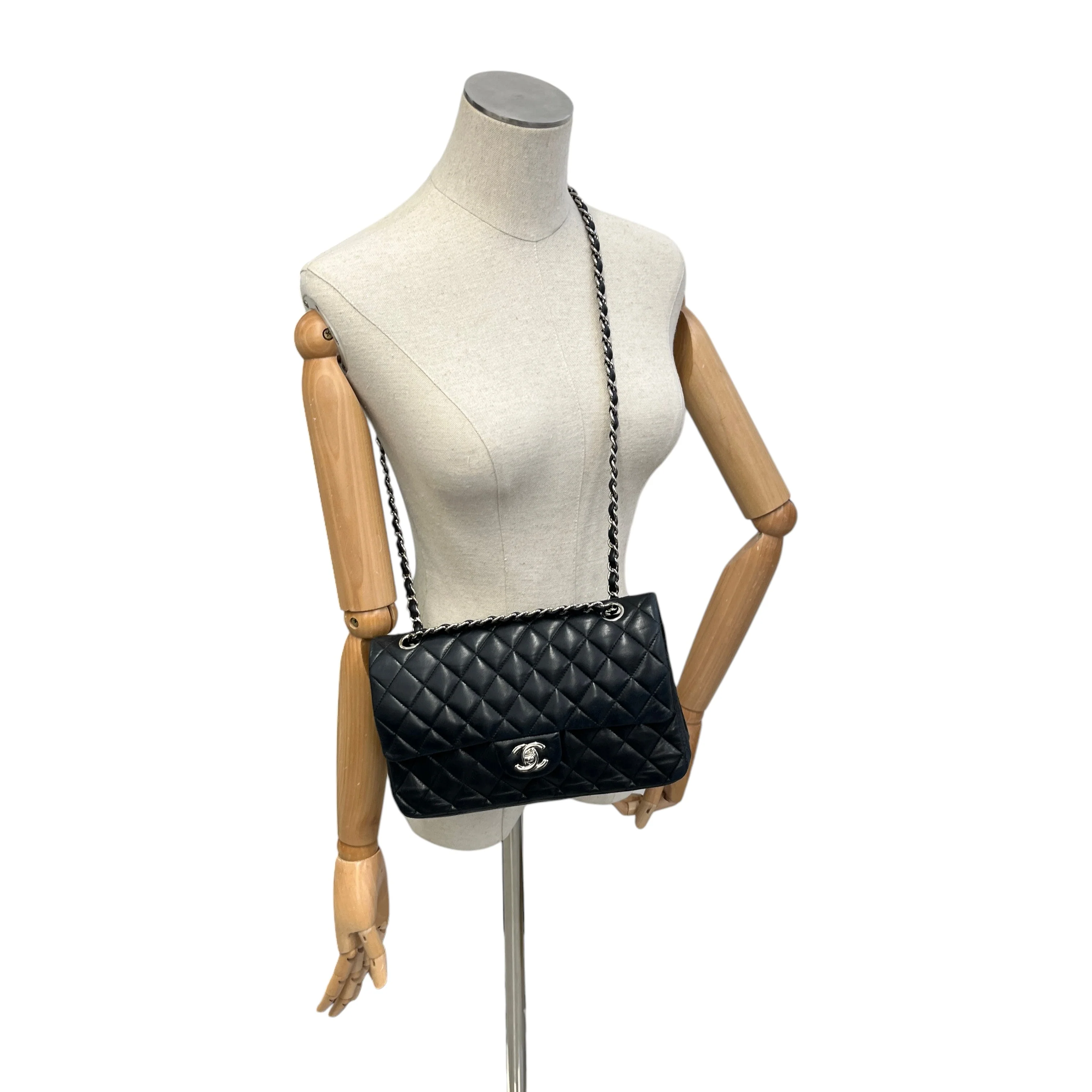 Women's Classic Double Flap Lambskin Bag Black - Image 2