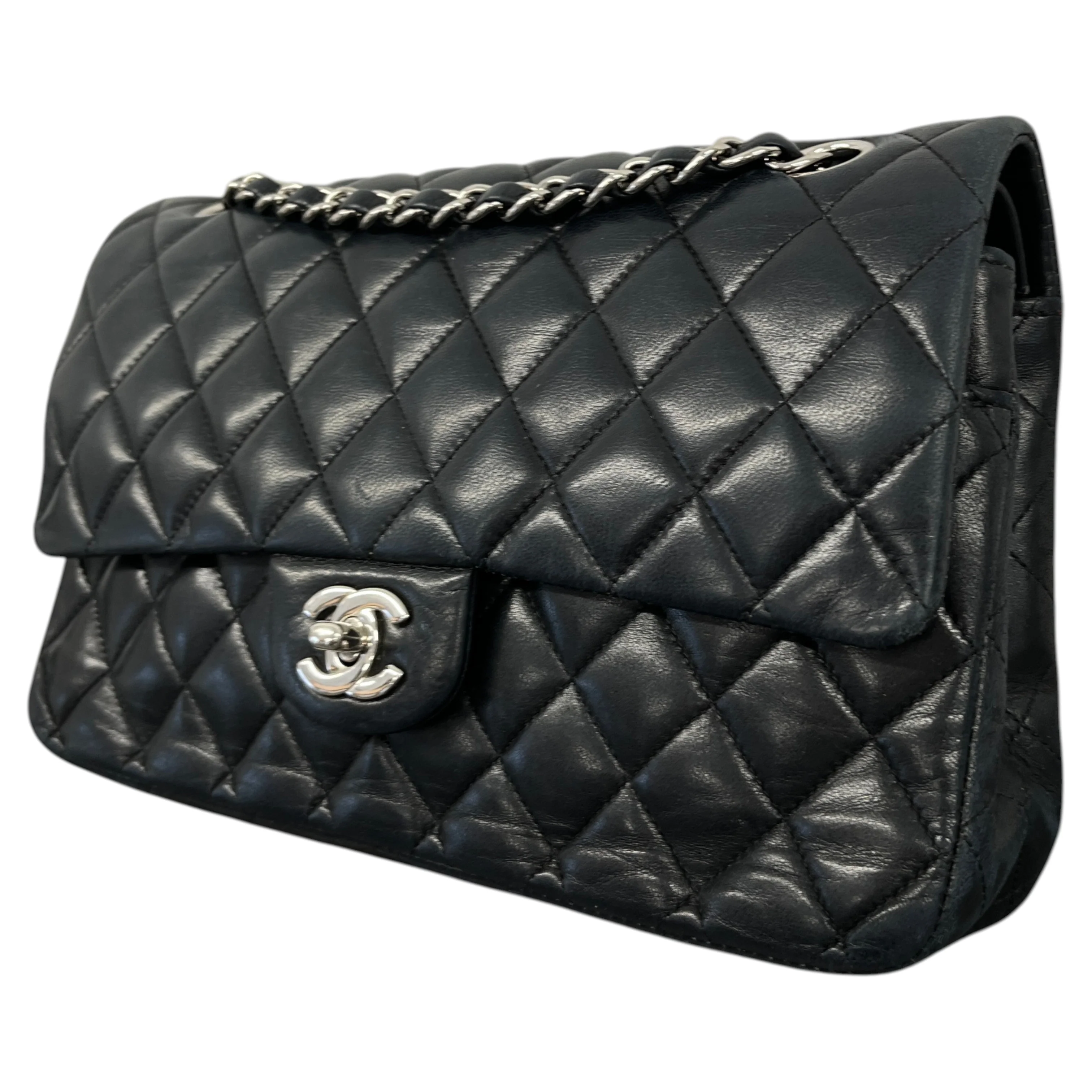 Women's Classic Double Flap Lambskin Bag Black - Image 6