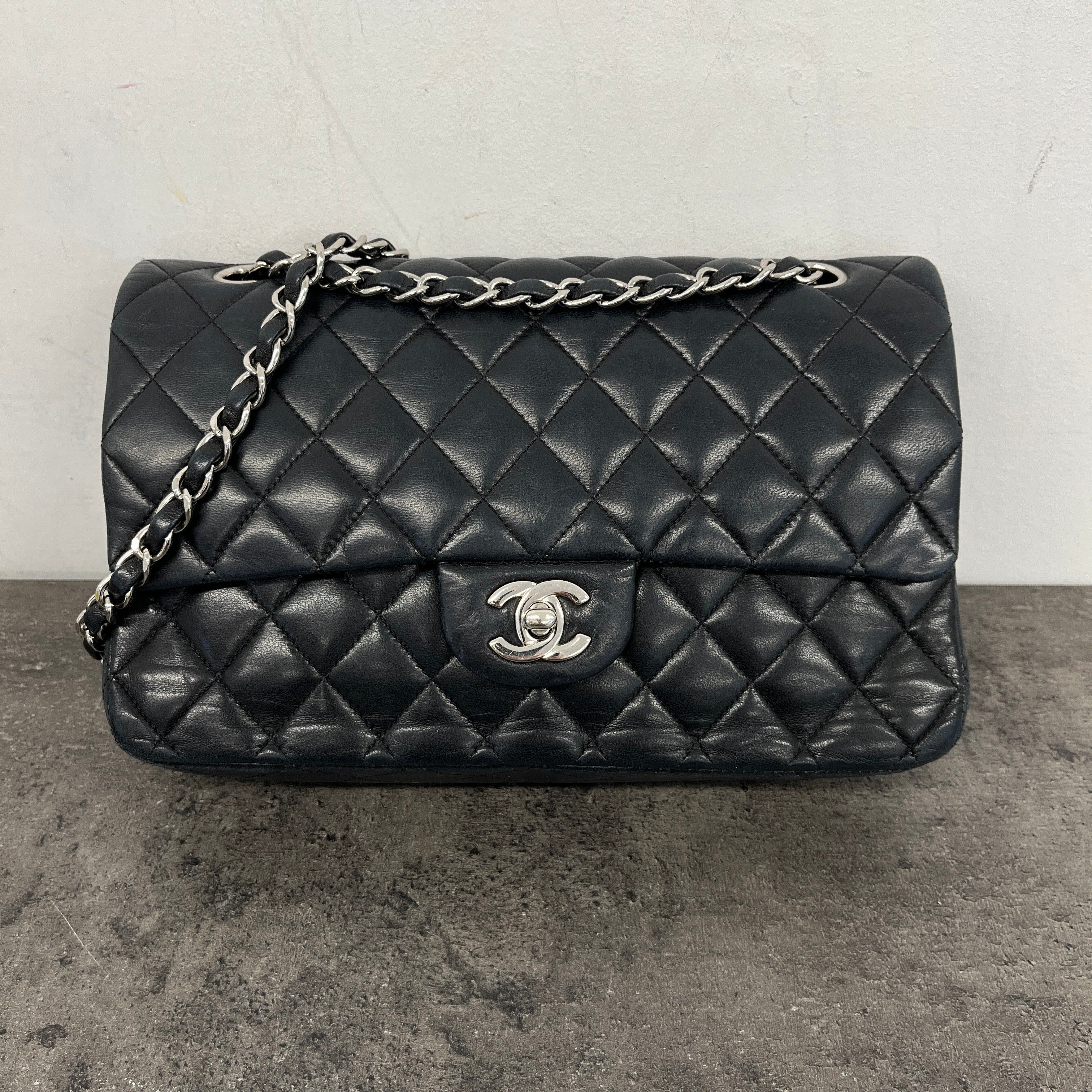 Women's Classic Double Flap Lambskin Bag Black - Image 9