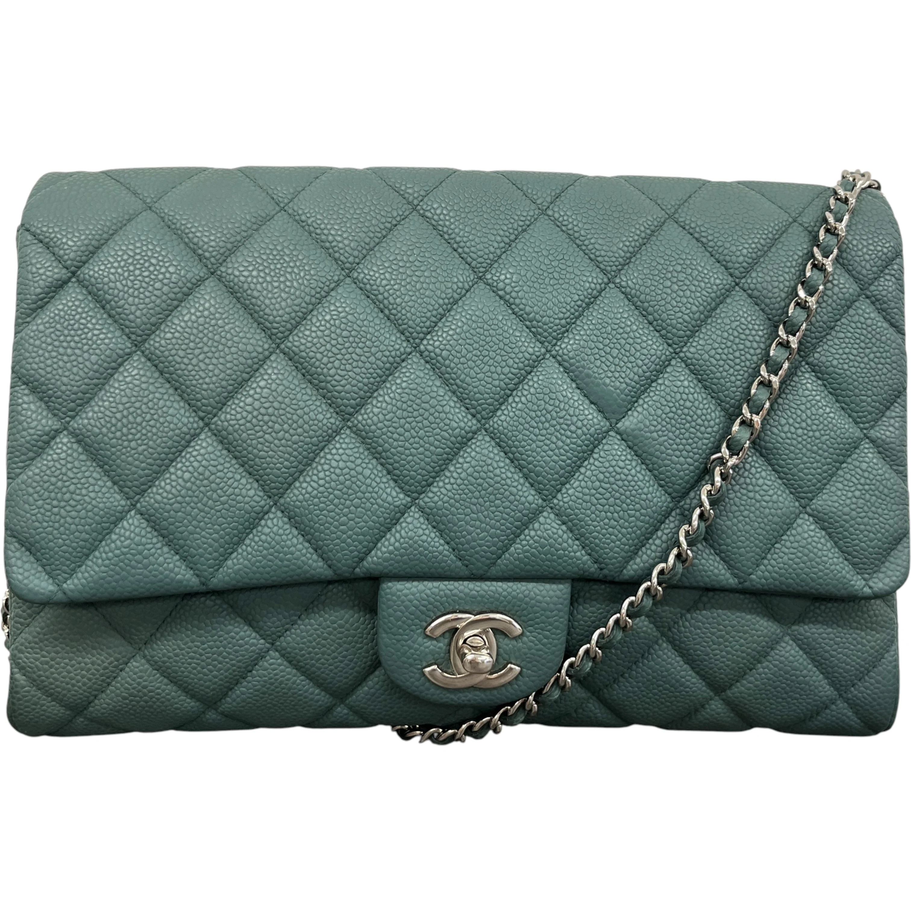 Women's Clutch With Chain Caviar Handbag Green