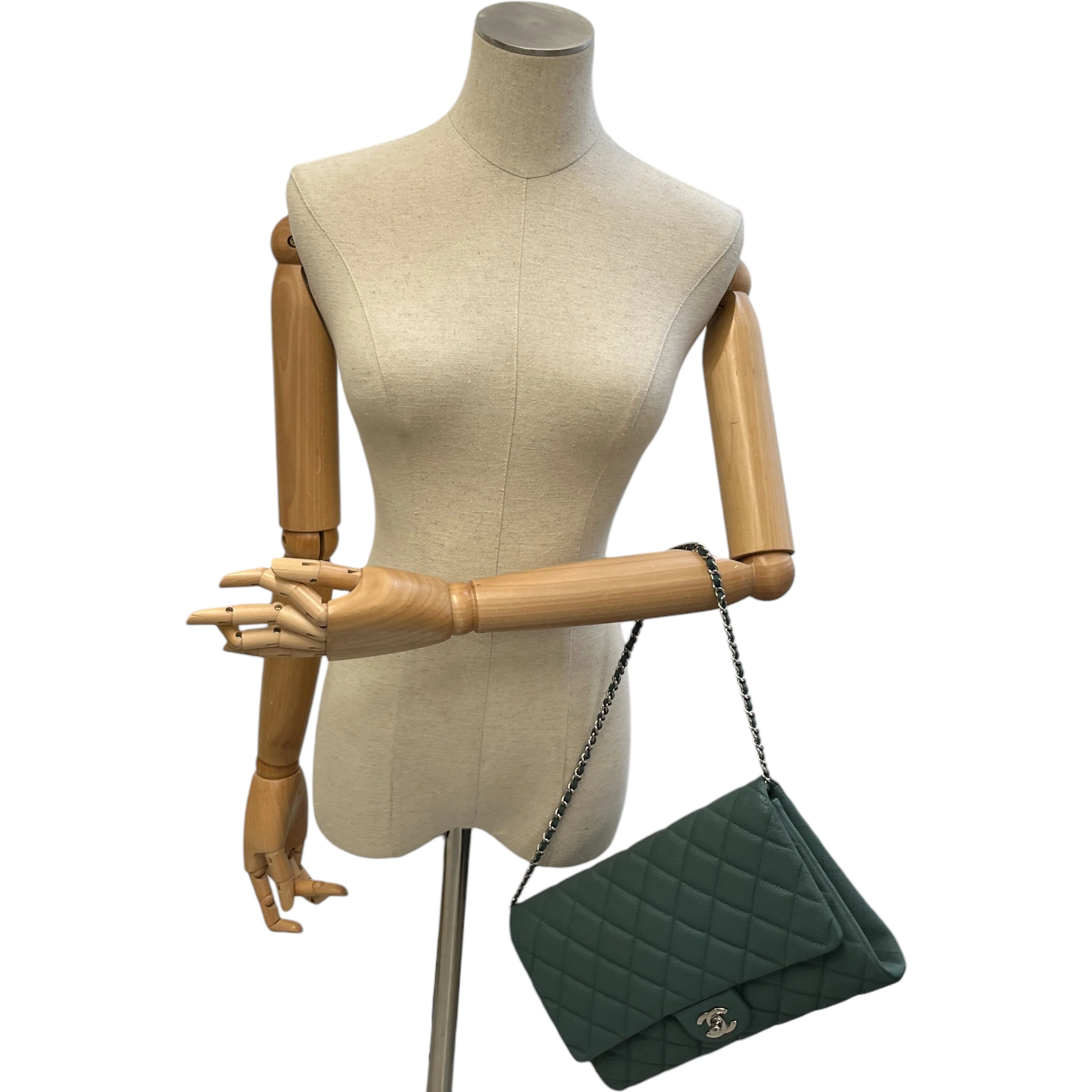 Women's Clutch With Chain Caviar Handbag Green - Image 2