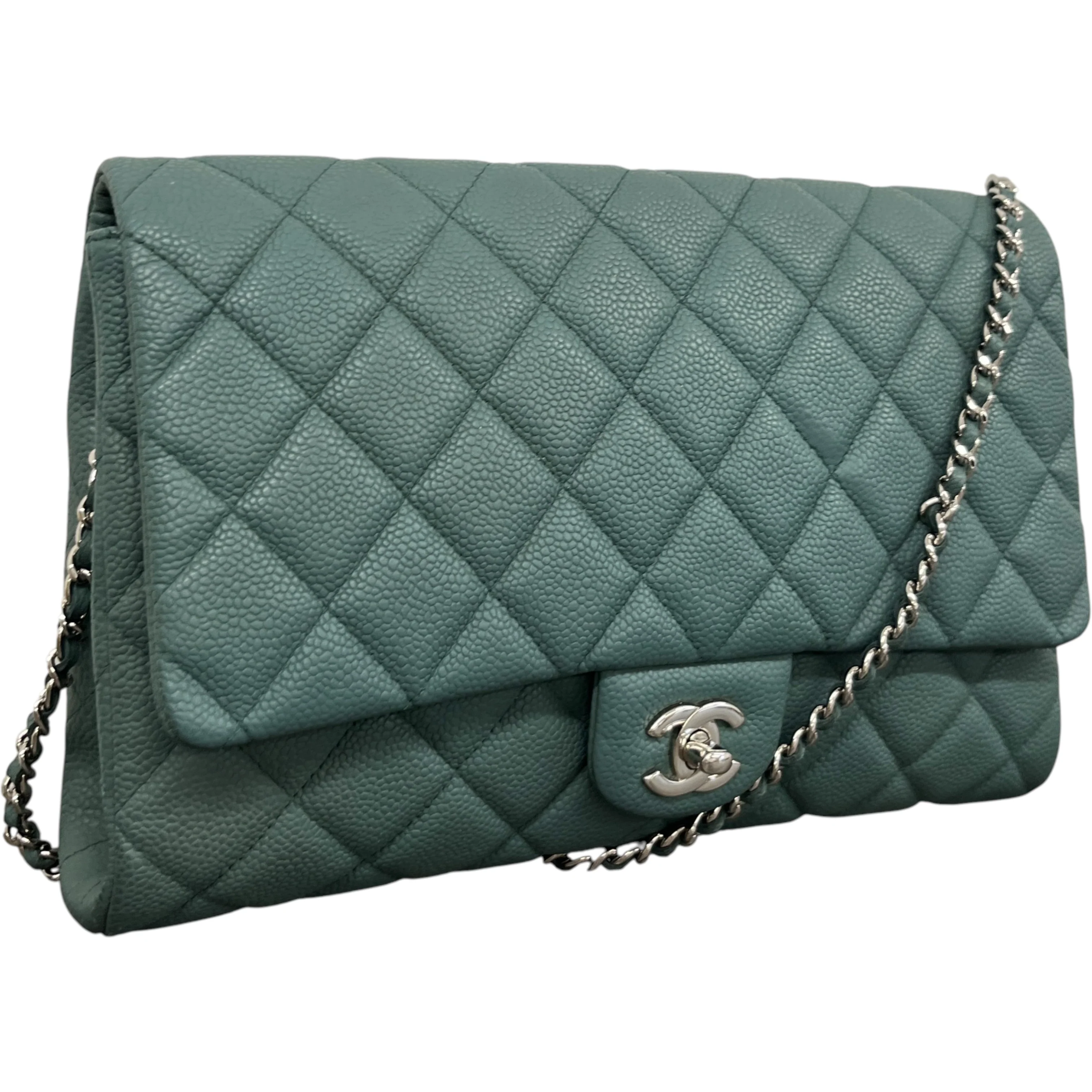 Women's Clutch With Chain Caviar Handbag Green - Image 4