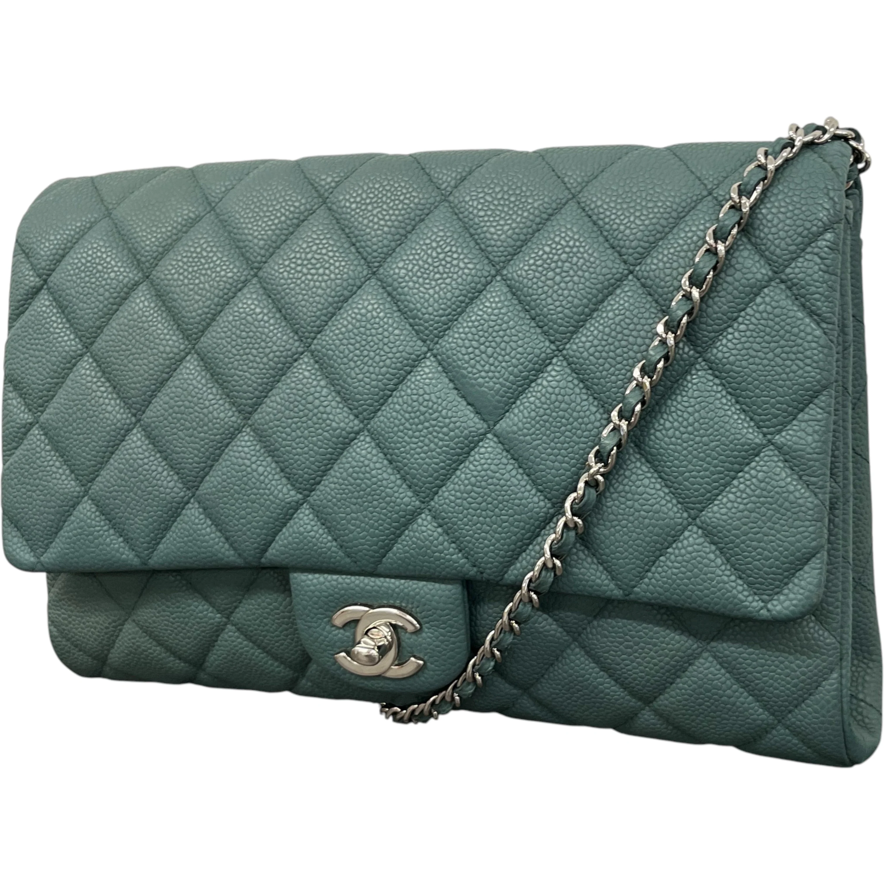 Women's Clutch With Chain Caviar Handbag Green - Image 5