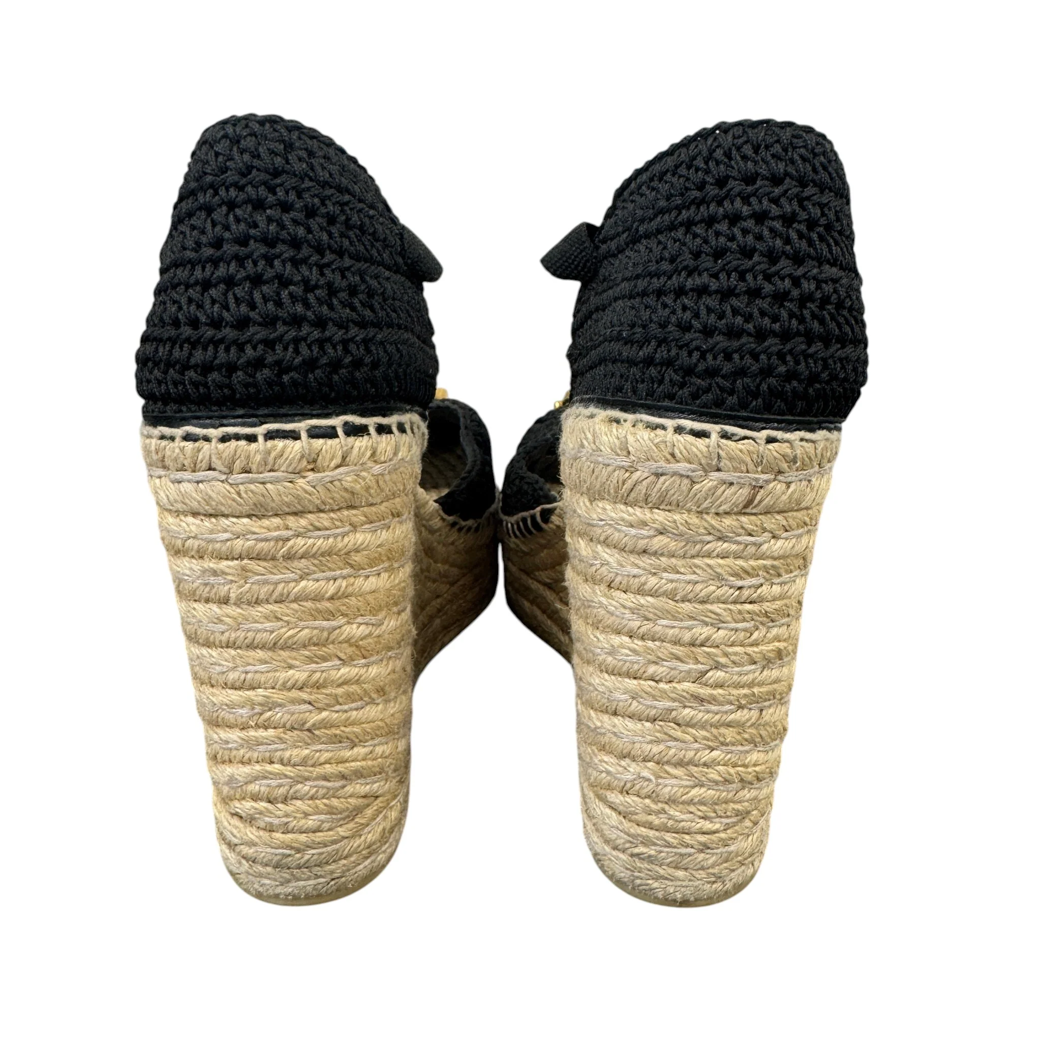 Women's Crochet Lilibeth Logo Embellished Platform Wedge Espadrilles Black Size EU 36 / UK 3 - Image 5