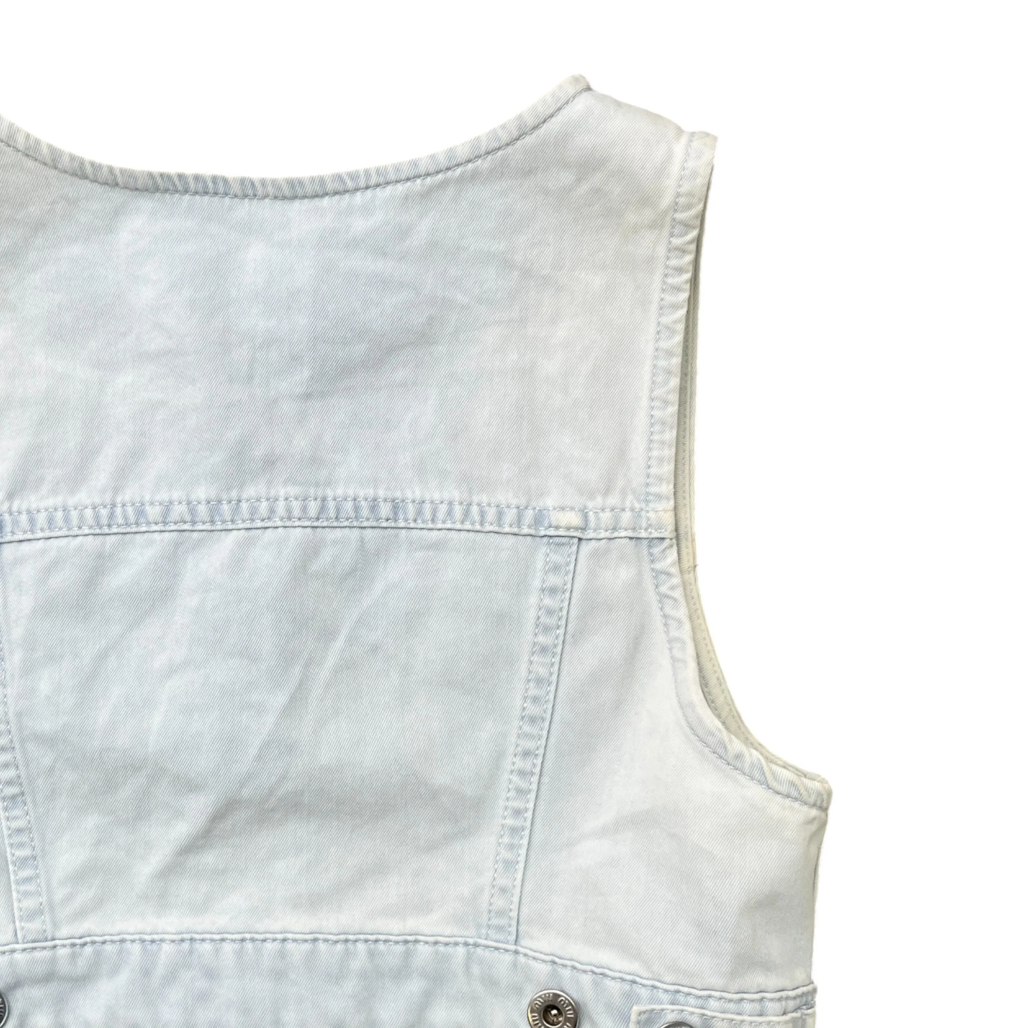 Women's Cropped Denim Logo Waist Coat Top Blue Size XS - Image 4
