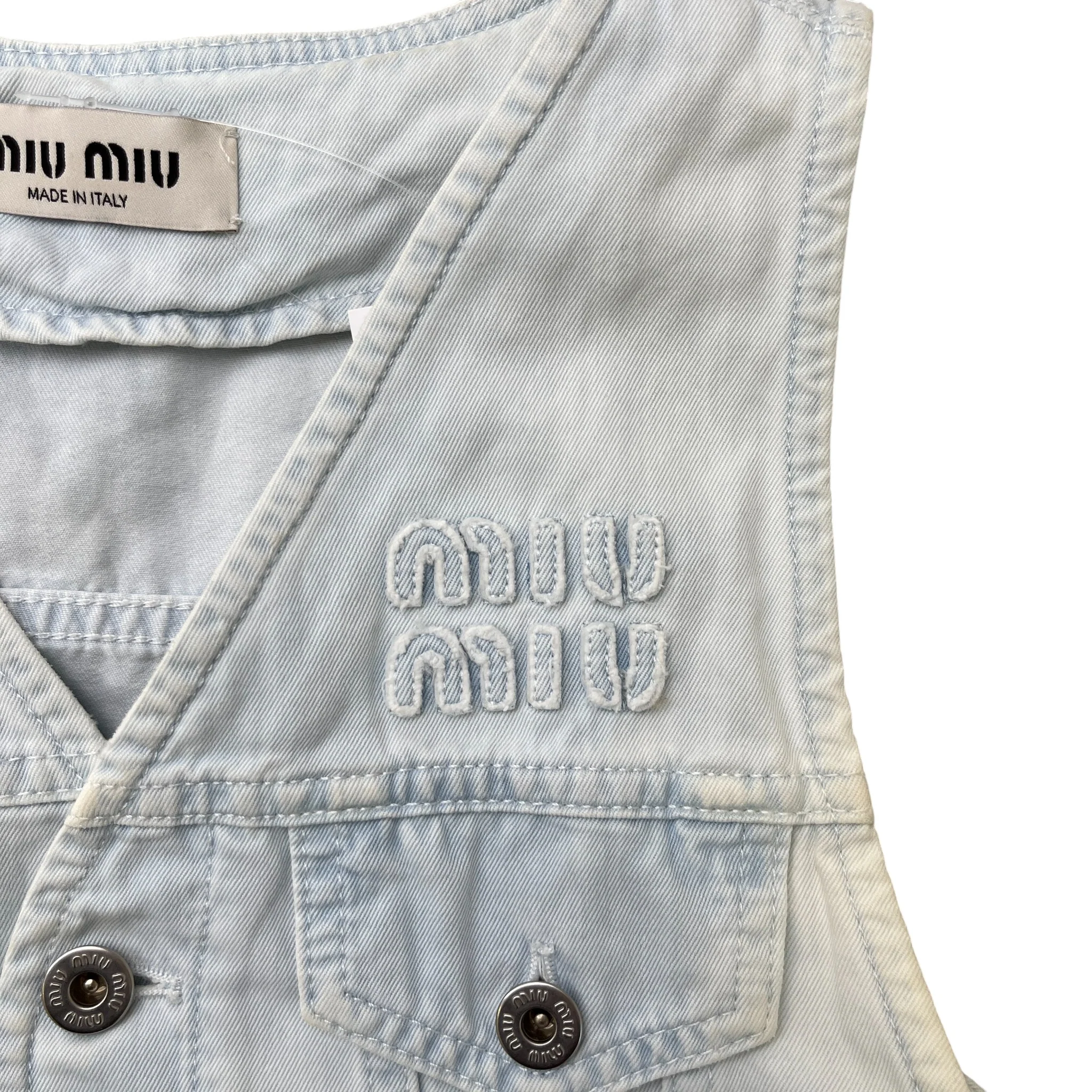 Women's Cropped Denim Logo Waist Coat Top Blue Size XS - Image 5