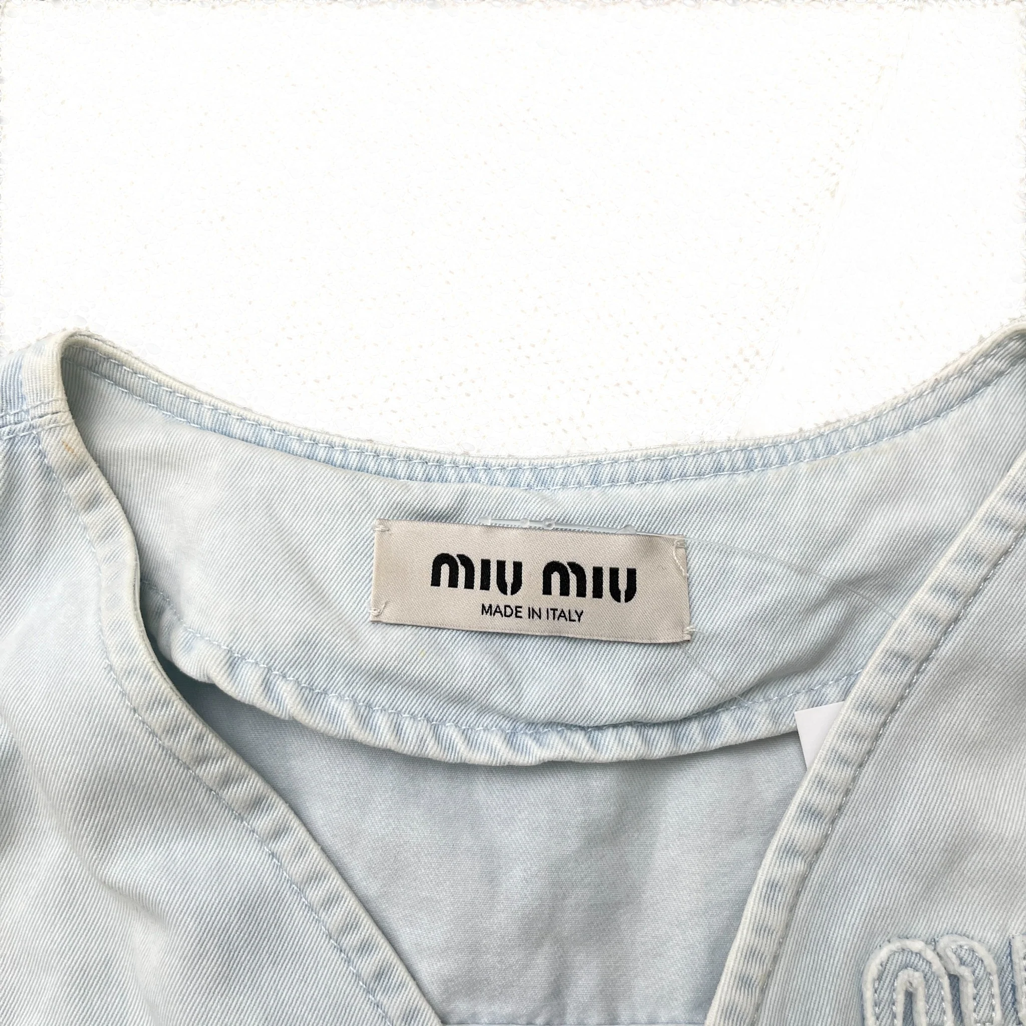 Women's Cropped Denim Logo Waist Coat Top Blue Size XS - Image 7