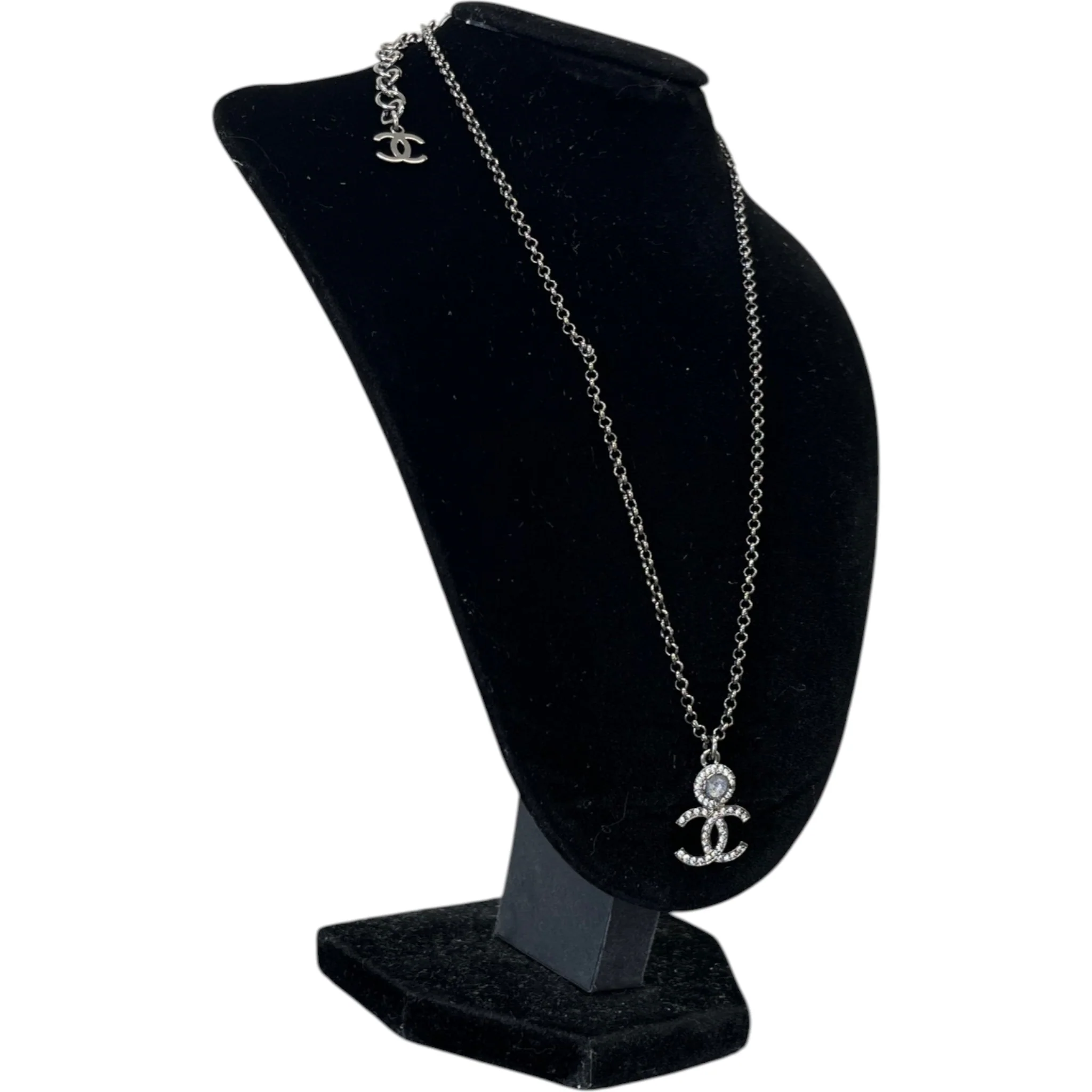 Women's Crystal Cc Pendant Necklace Silver - Image 2