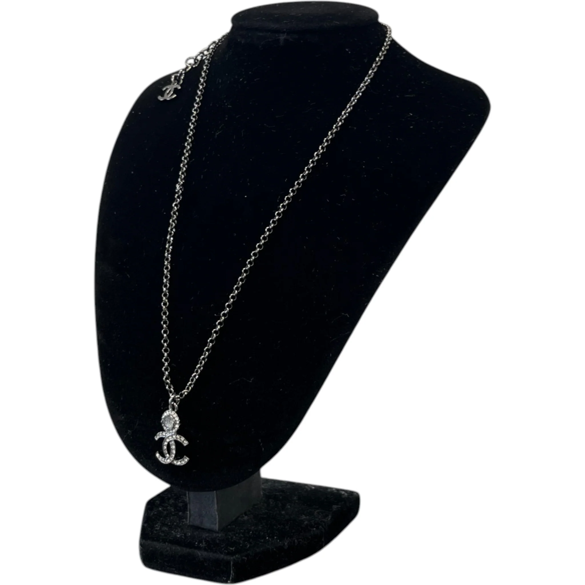 Women's Crystal Cc Pendant Necklace Silver - Image 3
