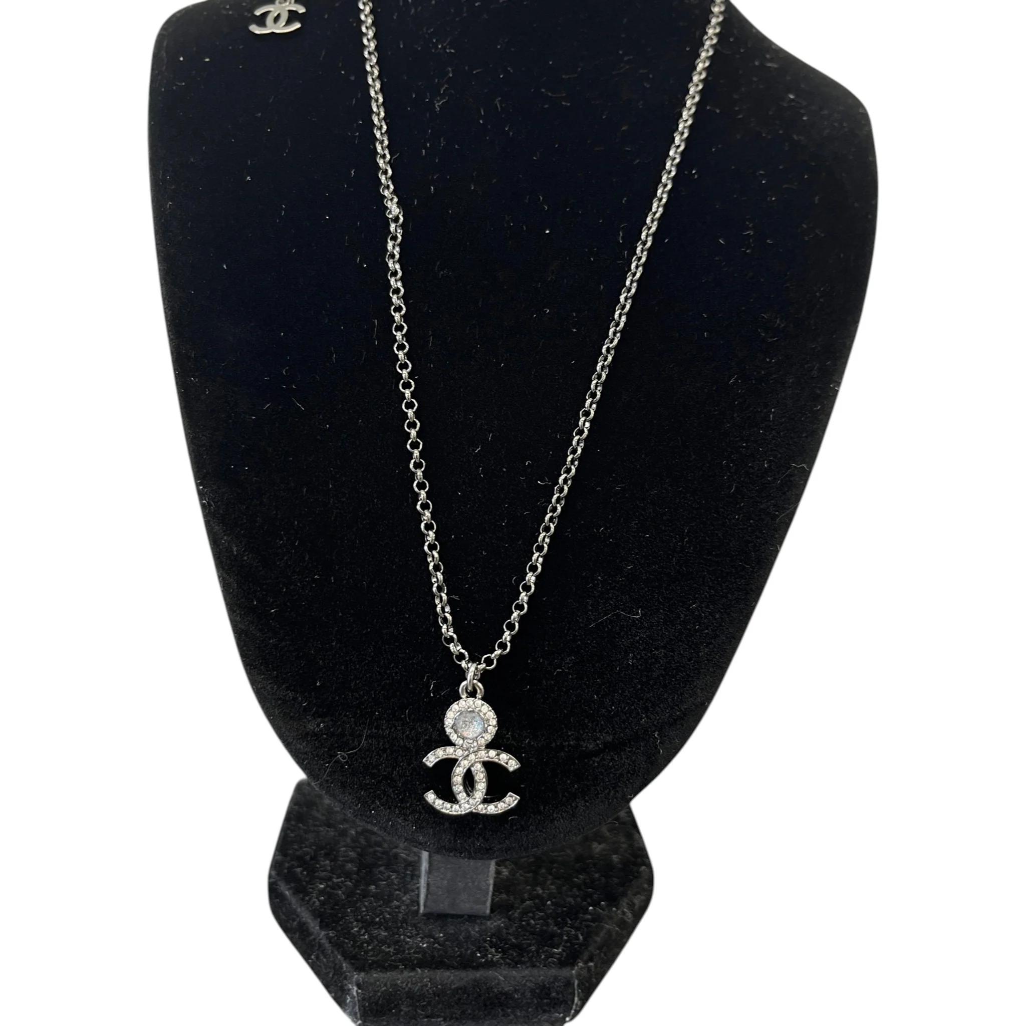 Women's Crystal Cc Pendant Necklace Silver - Image 4