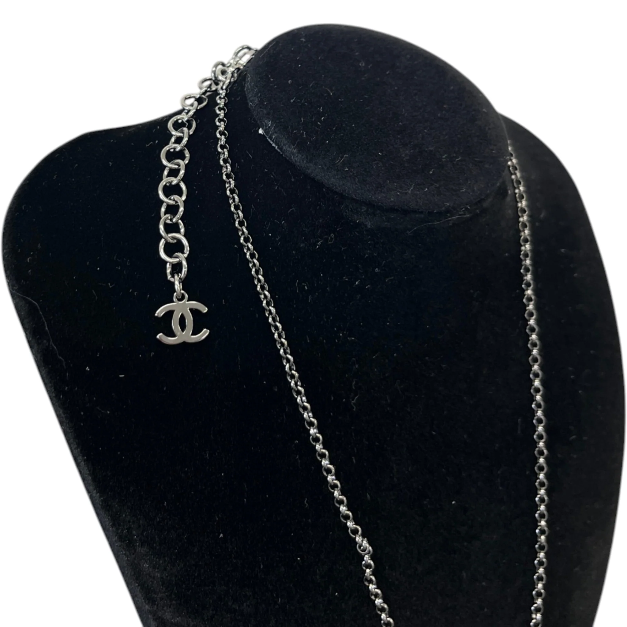 Women's Crystal Cc Pendant Necklace Silver - Image 5