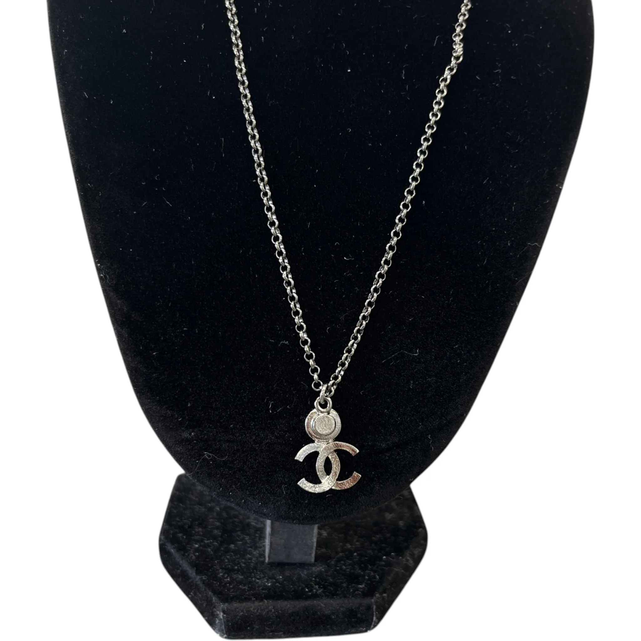 Women's Crystal Cc Pendant Necklace Silver - Image 6