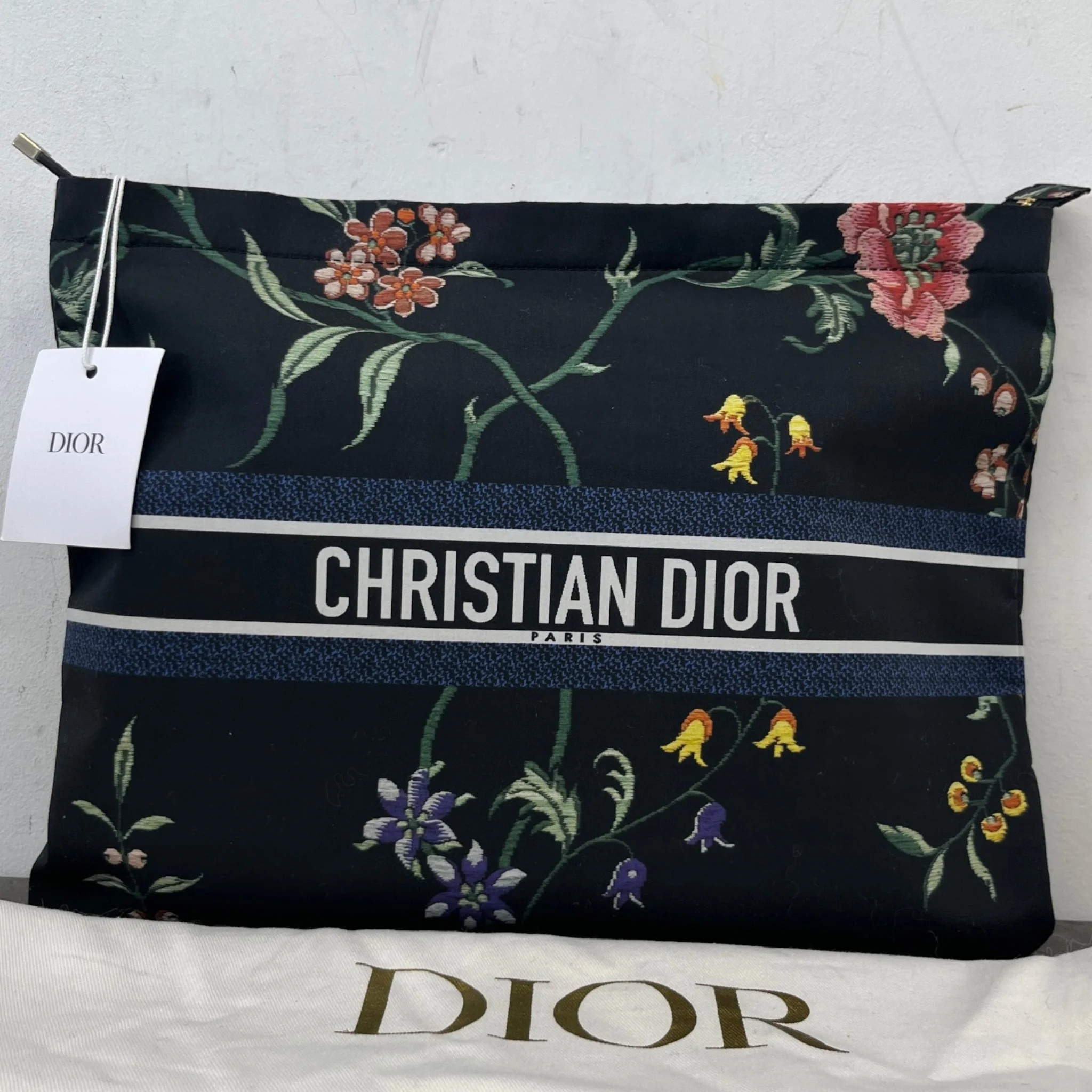 Women's Diortravel Floral Print Pouch Navy - Image 11