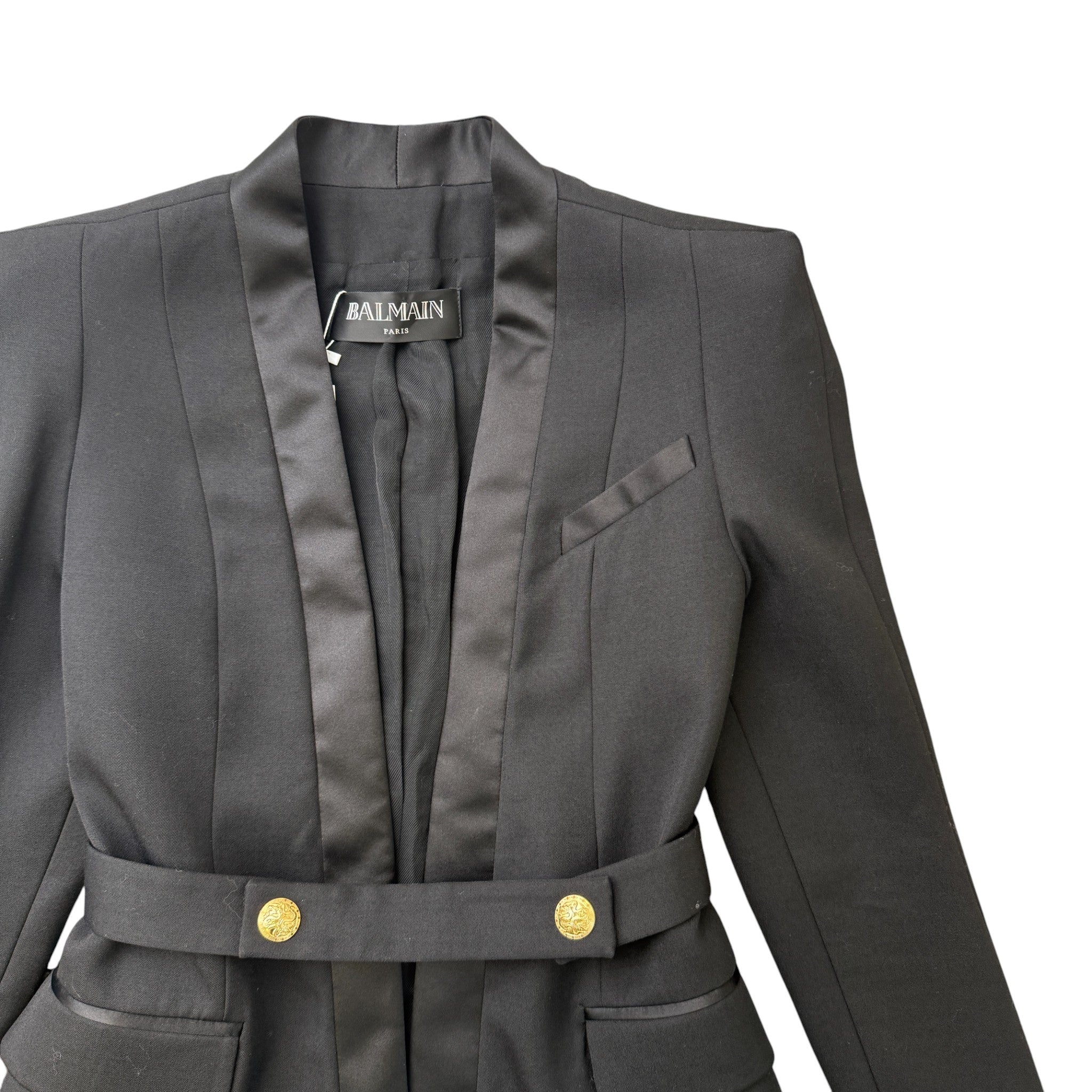 Women's Double Breasted Belted Blazer Jacket Black Size IT 38 / UK 6 - Image 3