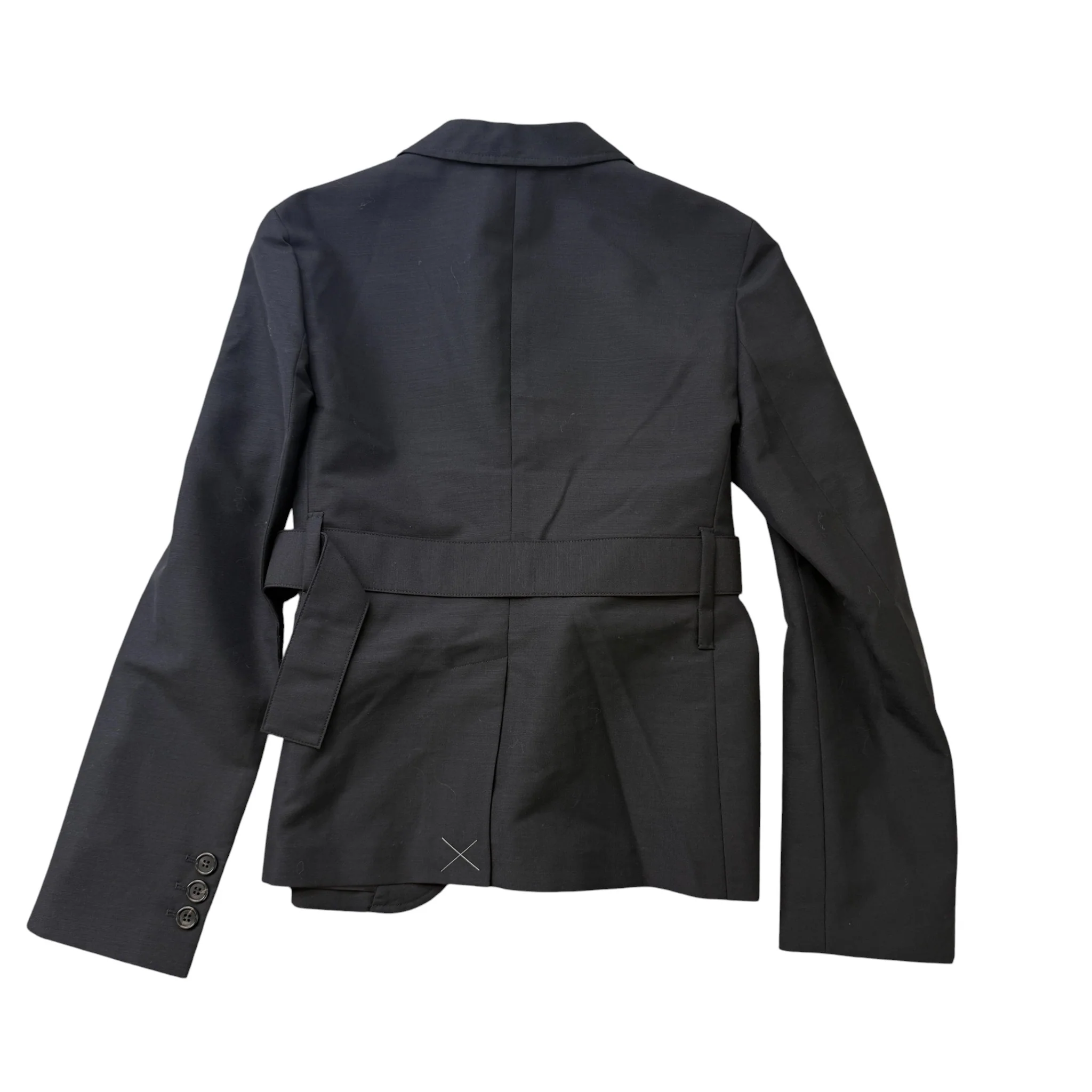 Women's Double Breasted Belted Blazer Jacket Black Size M - Image 2