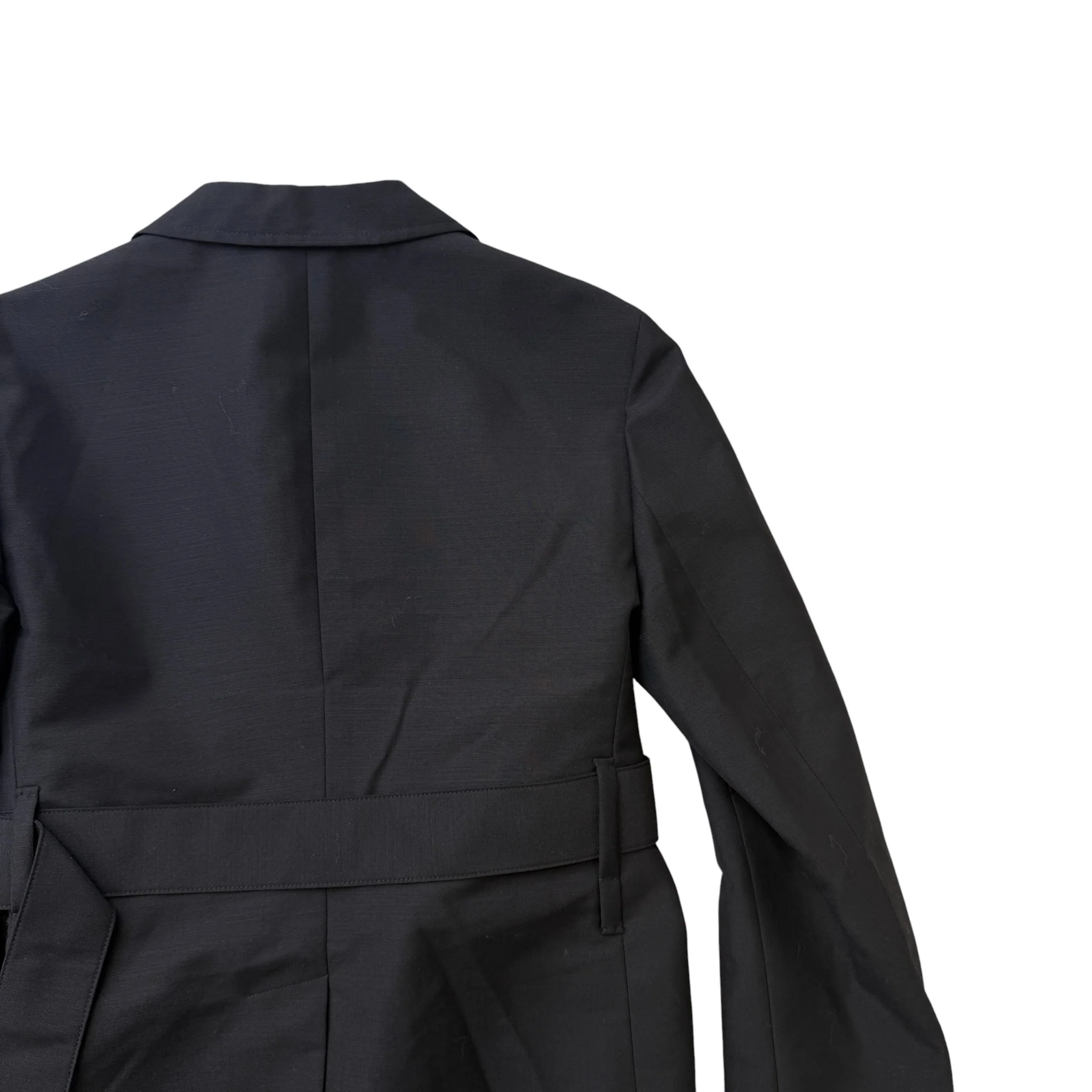 Women's Double Breasted Belted Blazer Jacket Black Size M - Image 4