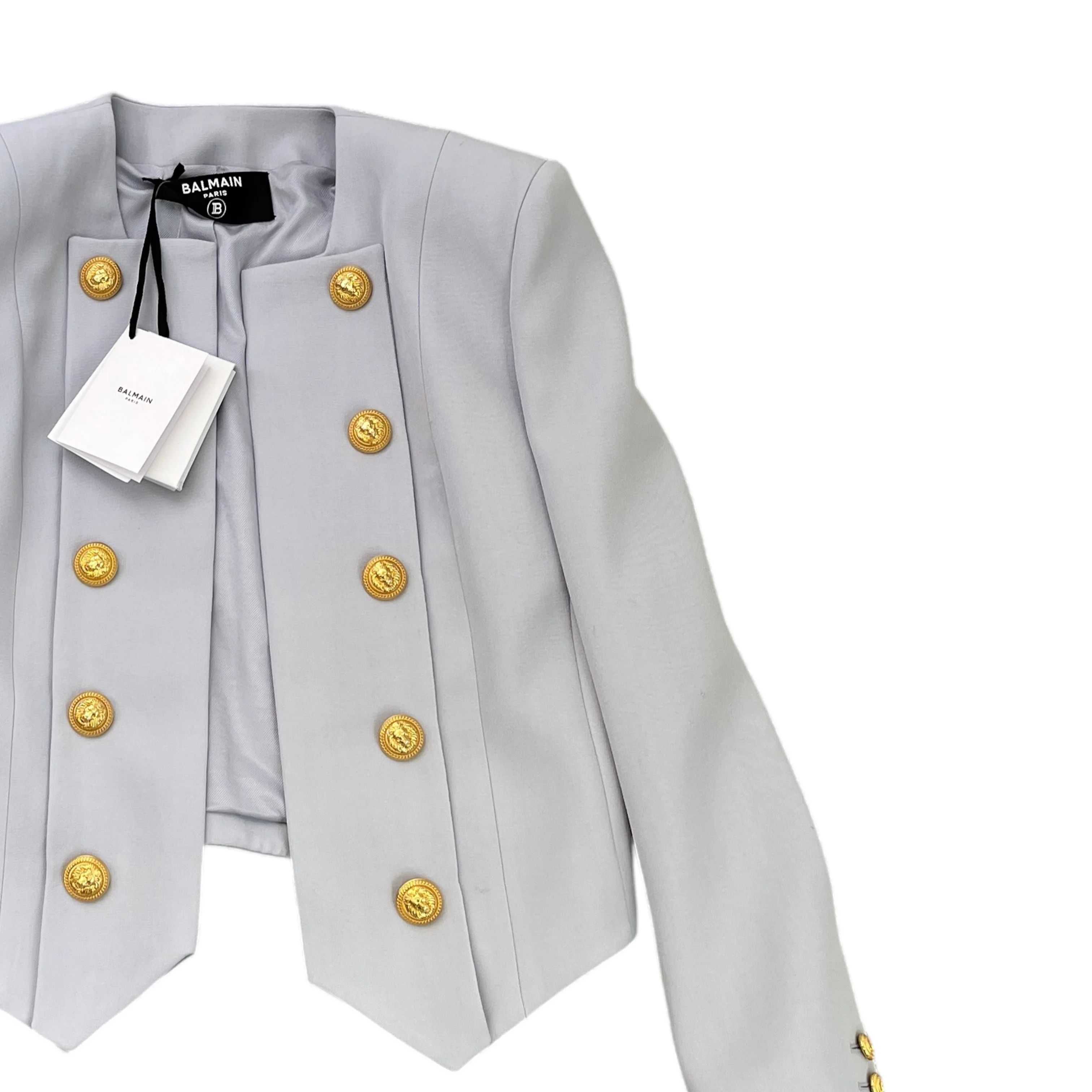 Women's Double Breasted Blazer Jacket Blue Size S - Image 3