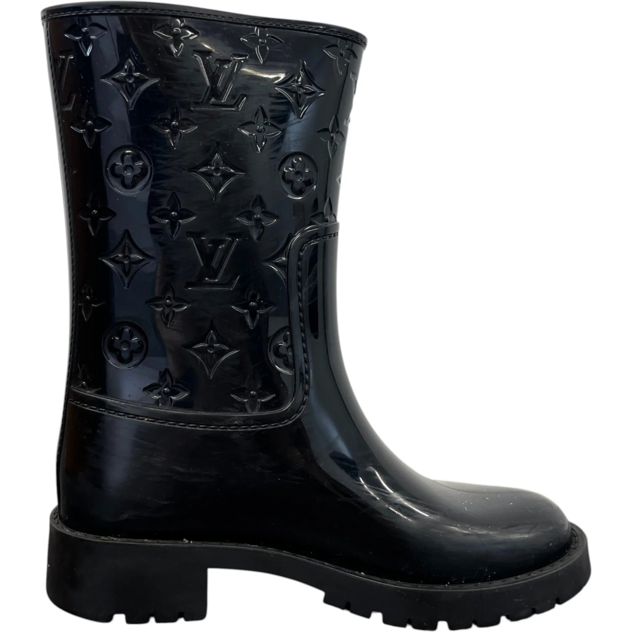 Women's Drops Flat Half Rain Wellies Black Size EU 36 / UK 3 - Image 4