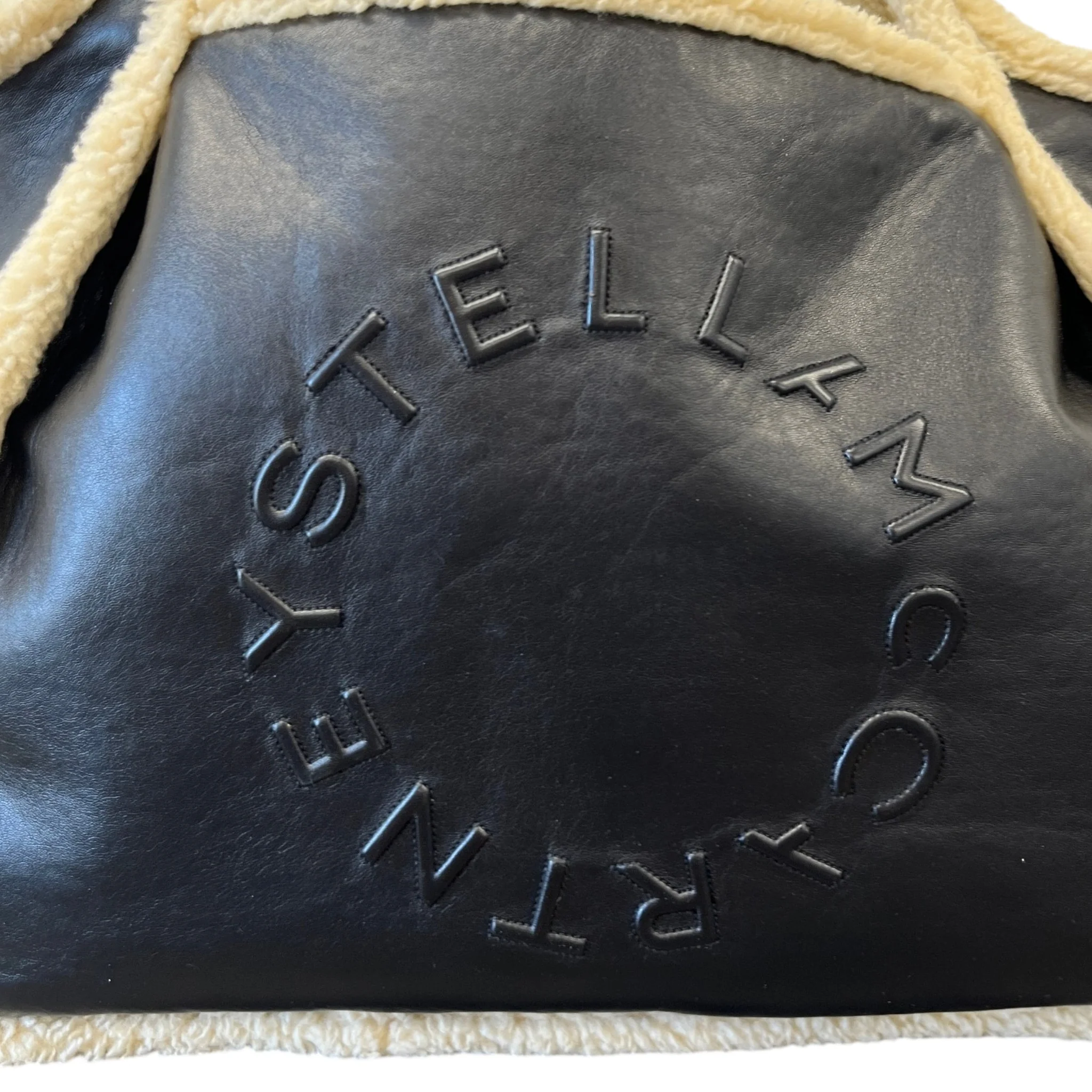 Women's Eco Logo Faux Shearling-Trimmed Bag Black - Image 11