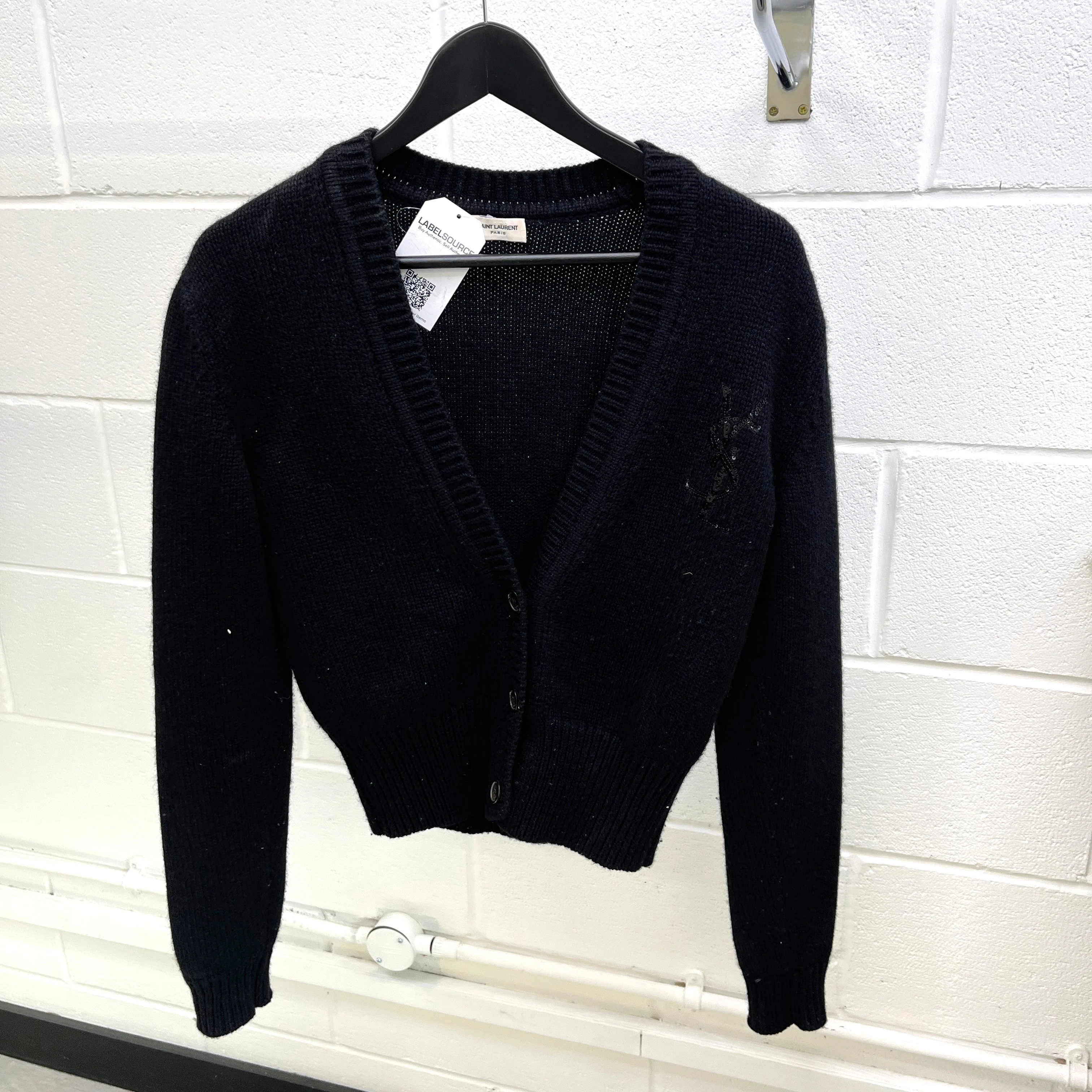 Women's Embellished Logo Cardigan Black Size XS - Image 7