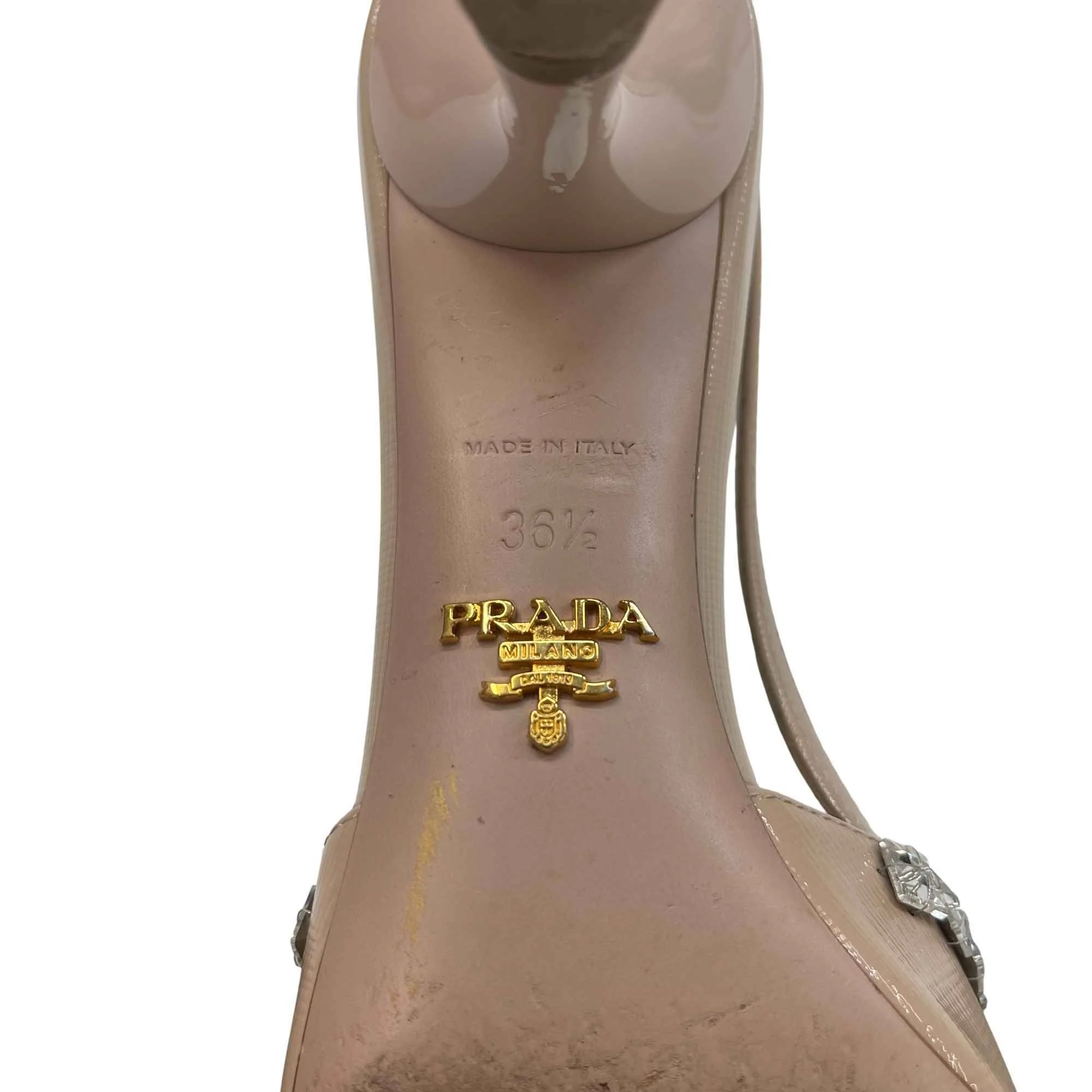 Women's Embellished Sling Back Heels Beige Size EU 36.5 / UK 3.5 - Image 12