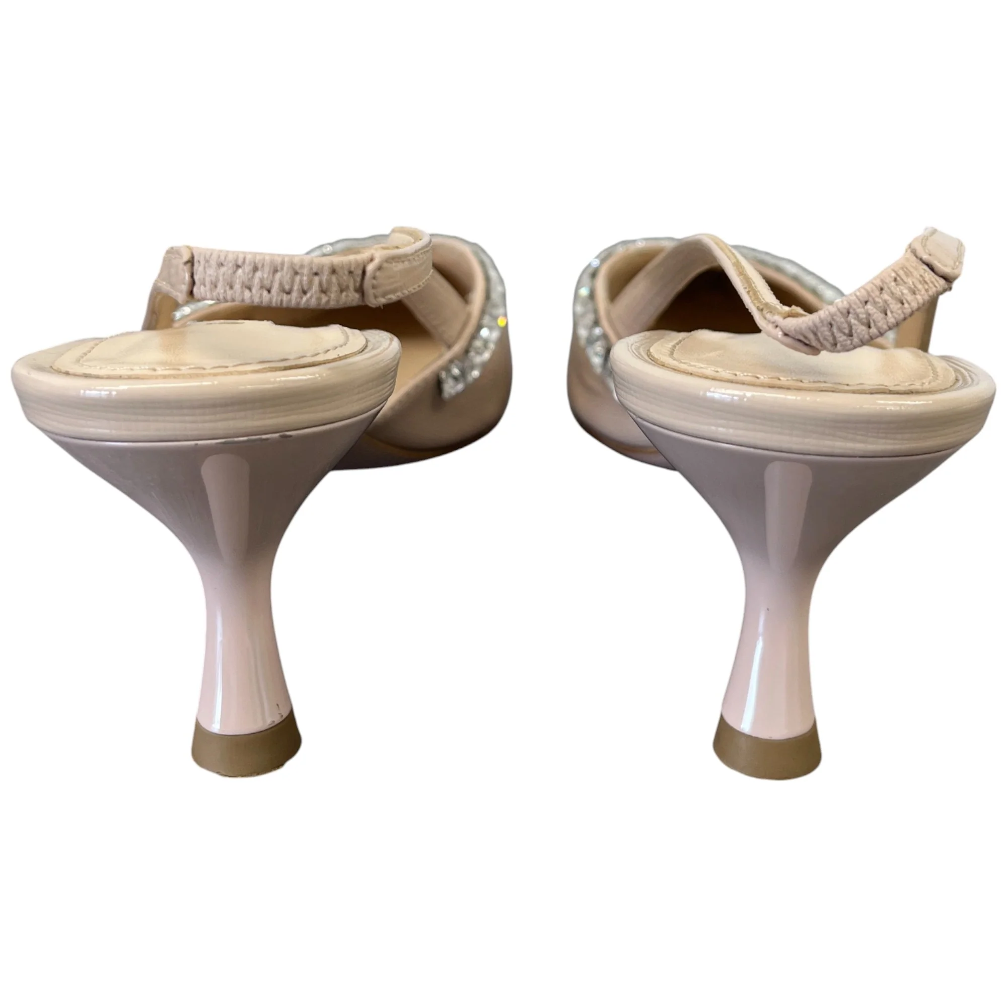 Women's Embellished Sling Back Heels Beige Size EU 36.5 / UK 3.5 - Image 7