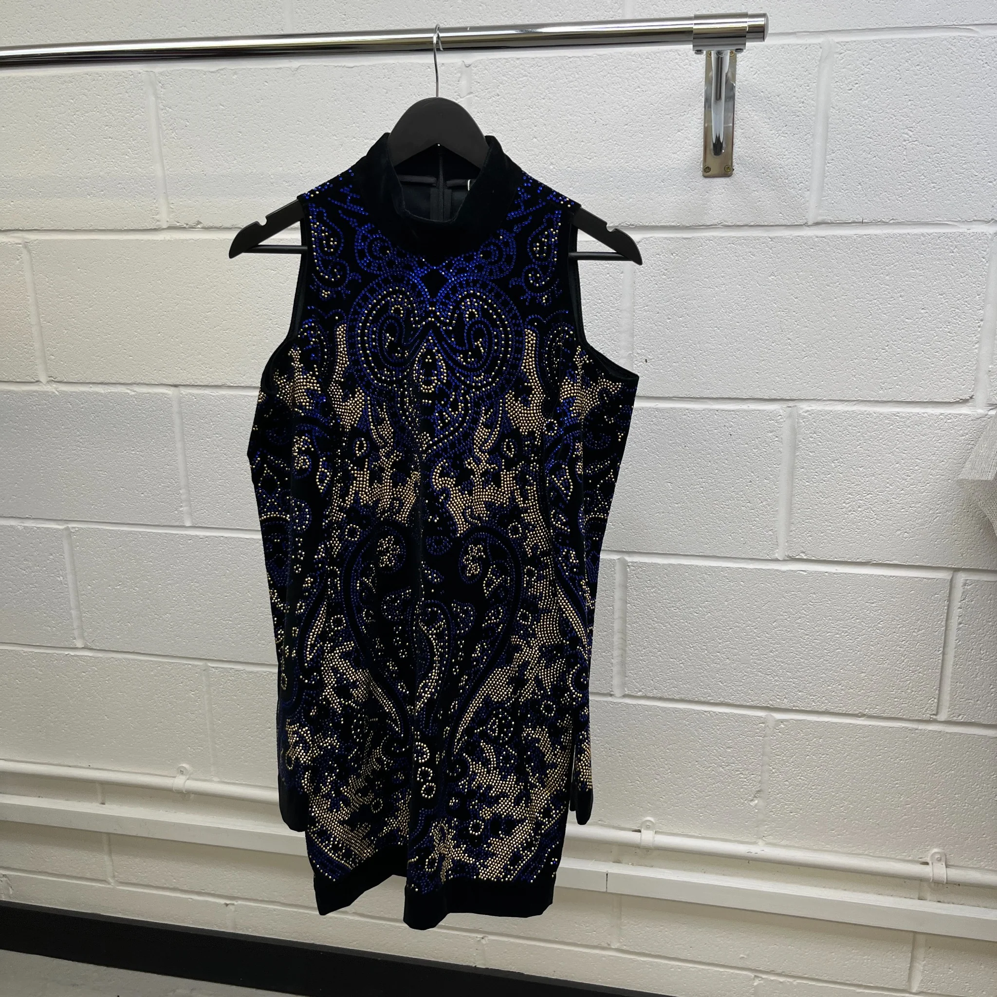 Women's Embellished Velvet Mini Dress Top Blue Size S - Image 8
