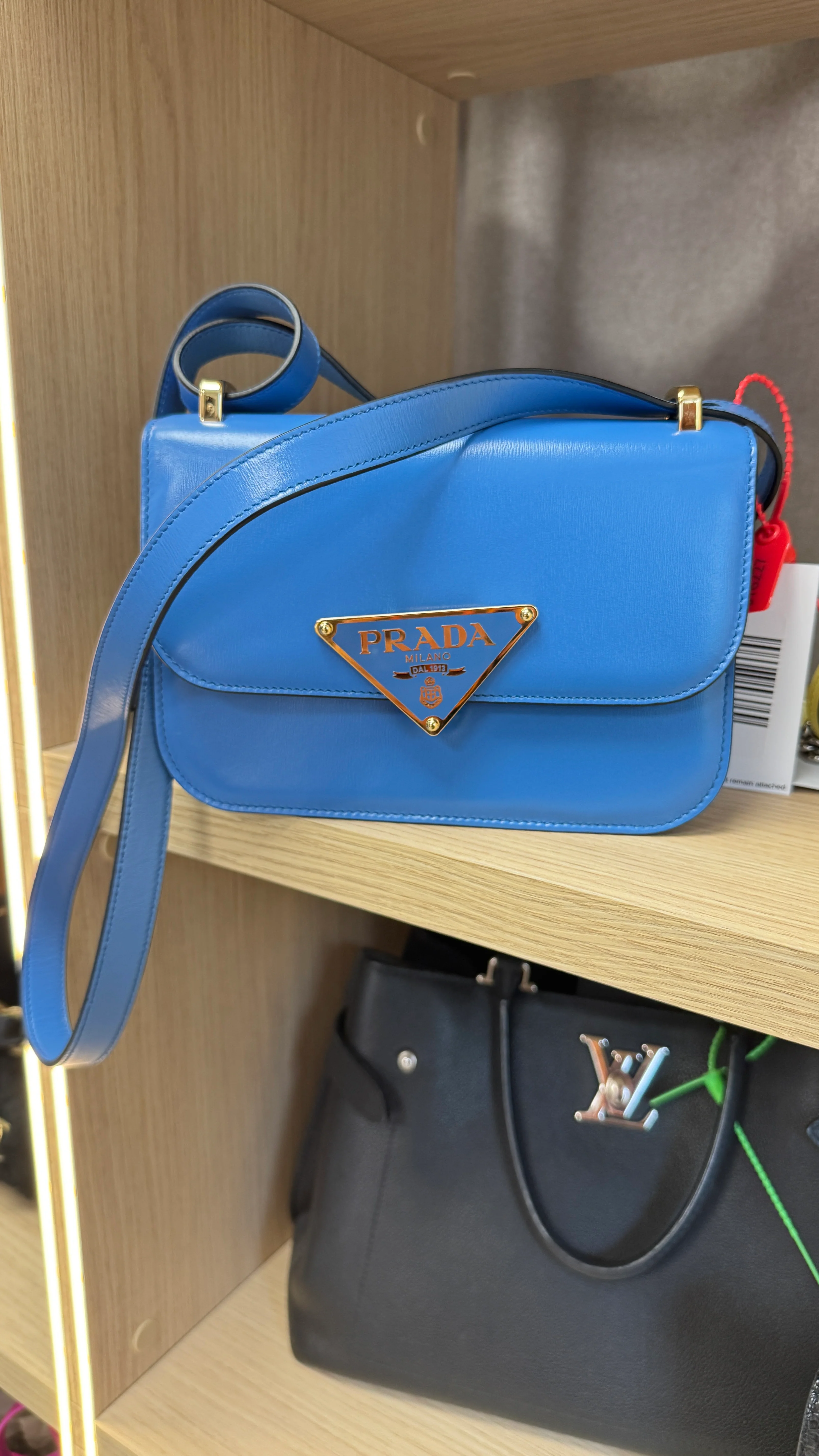 Women's Embleme Plaque Handbag Blue - Image 14