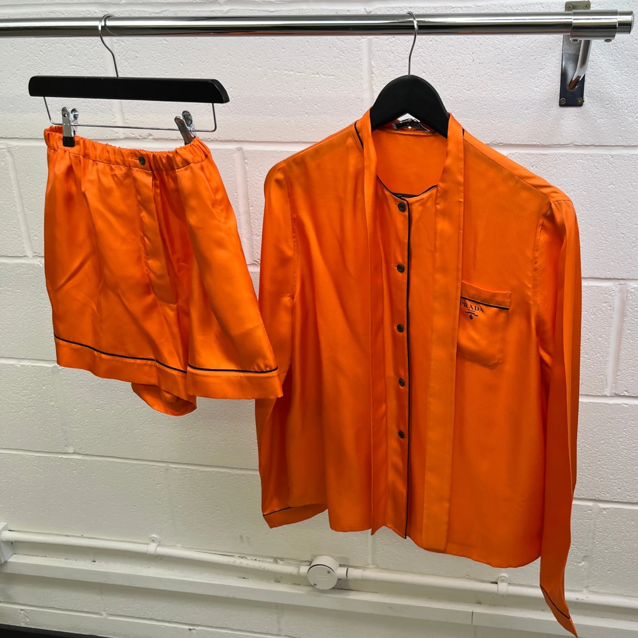 Women's Embroidered Logo Set Full Tracksuit Orange Size S - Image 15