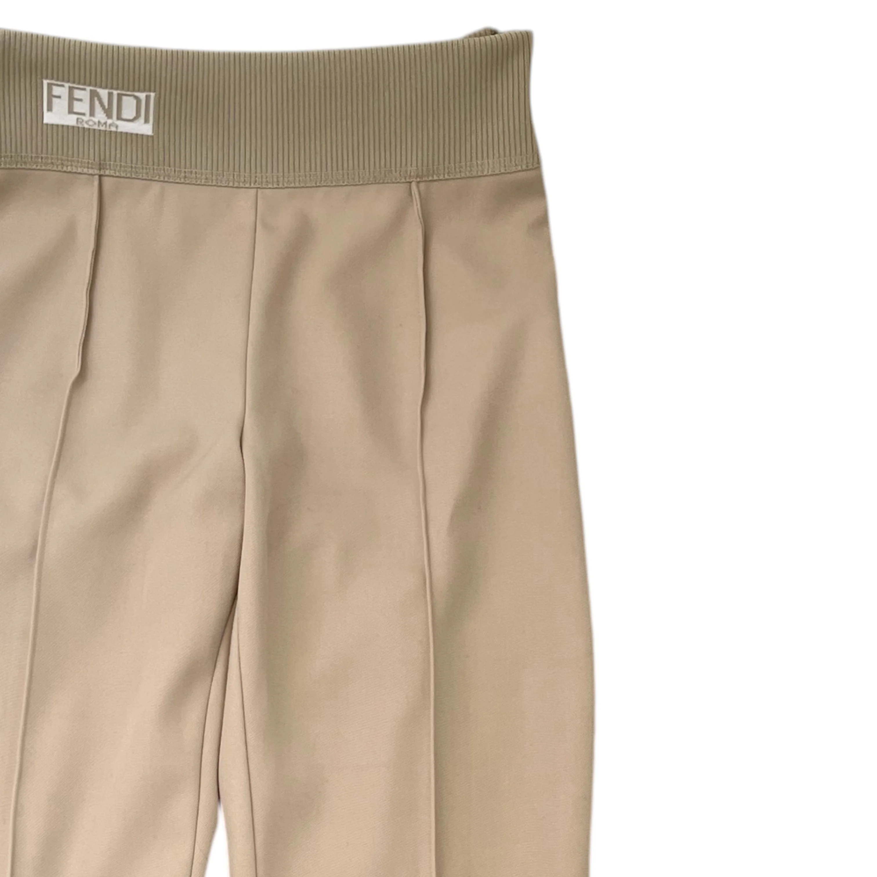 Women's Embroidered Logo Trousers Beige Size UK10 - Image 3