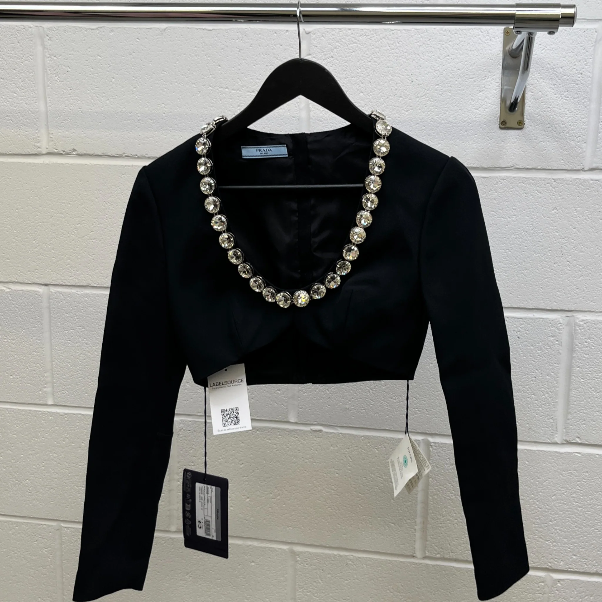 Women's Embroidered Sablè Compact Woven Top Black Size XXS - Image 11