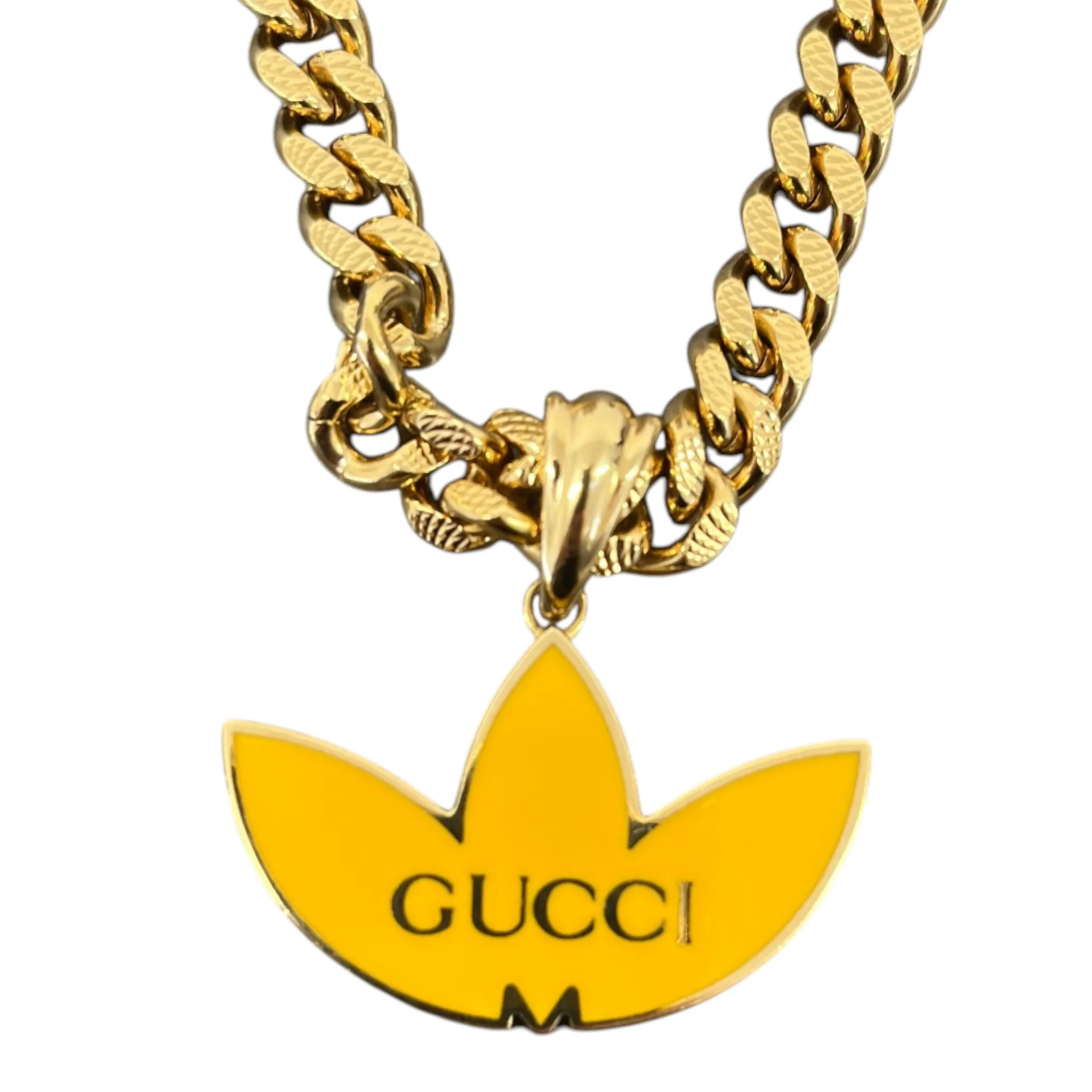 Women's Enamel Gourmette Trefoil Pendant Necklace Gold - Image 3
