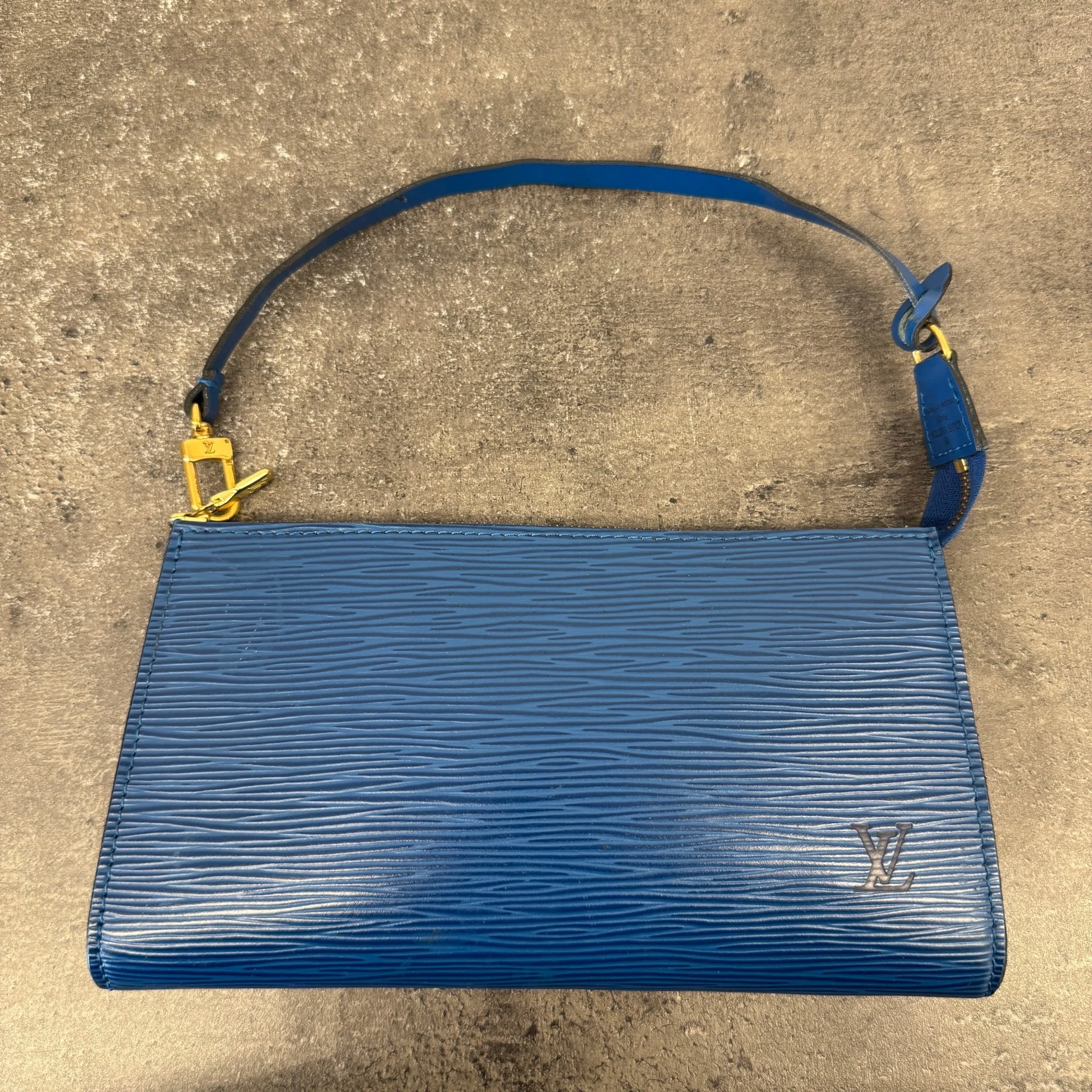 Women's Epi Leather Pochette Accessoires Bag Blue - Image 11